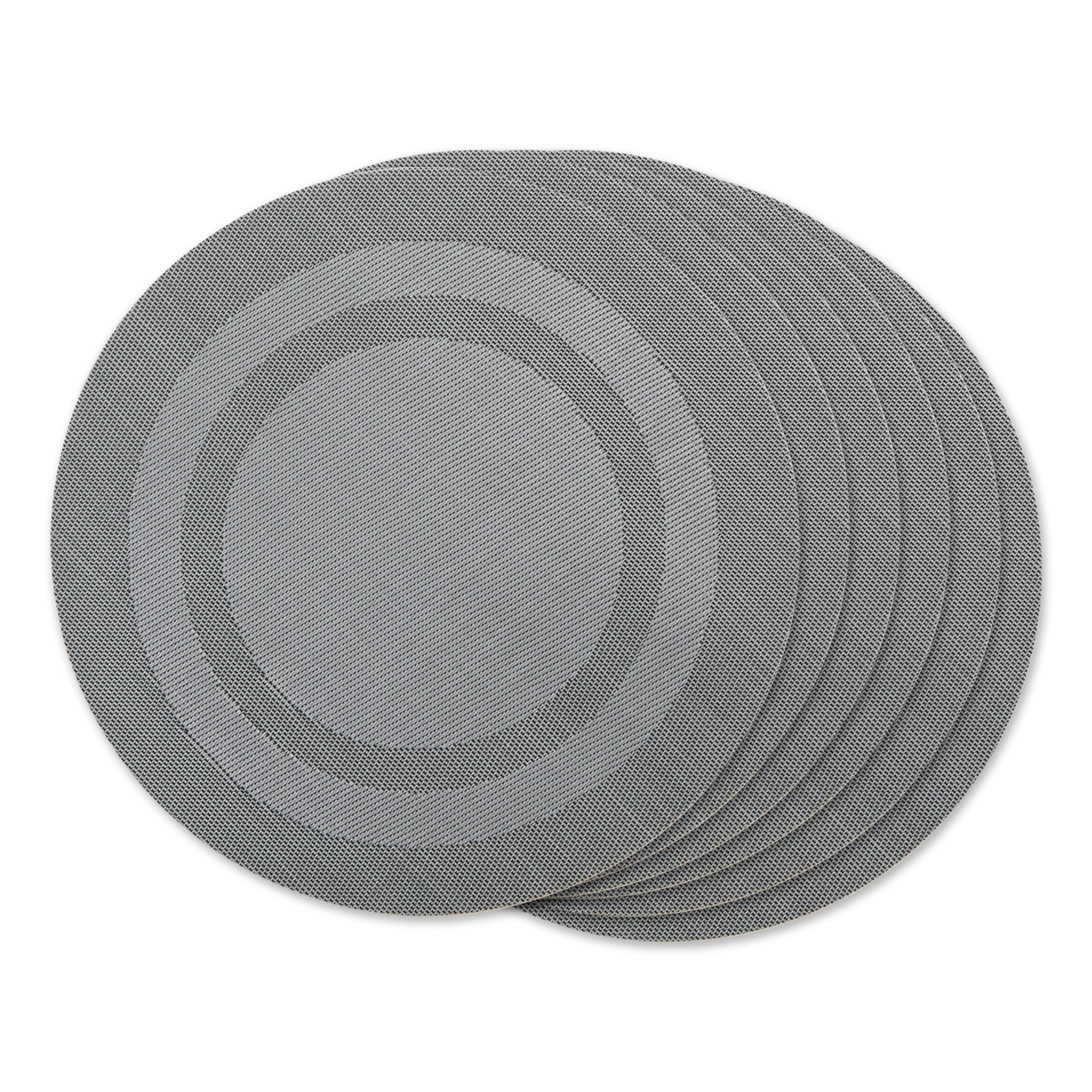 Dii Gray Round Pvc Doubleframe Placemat 6 Piece