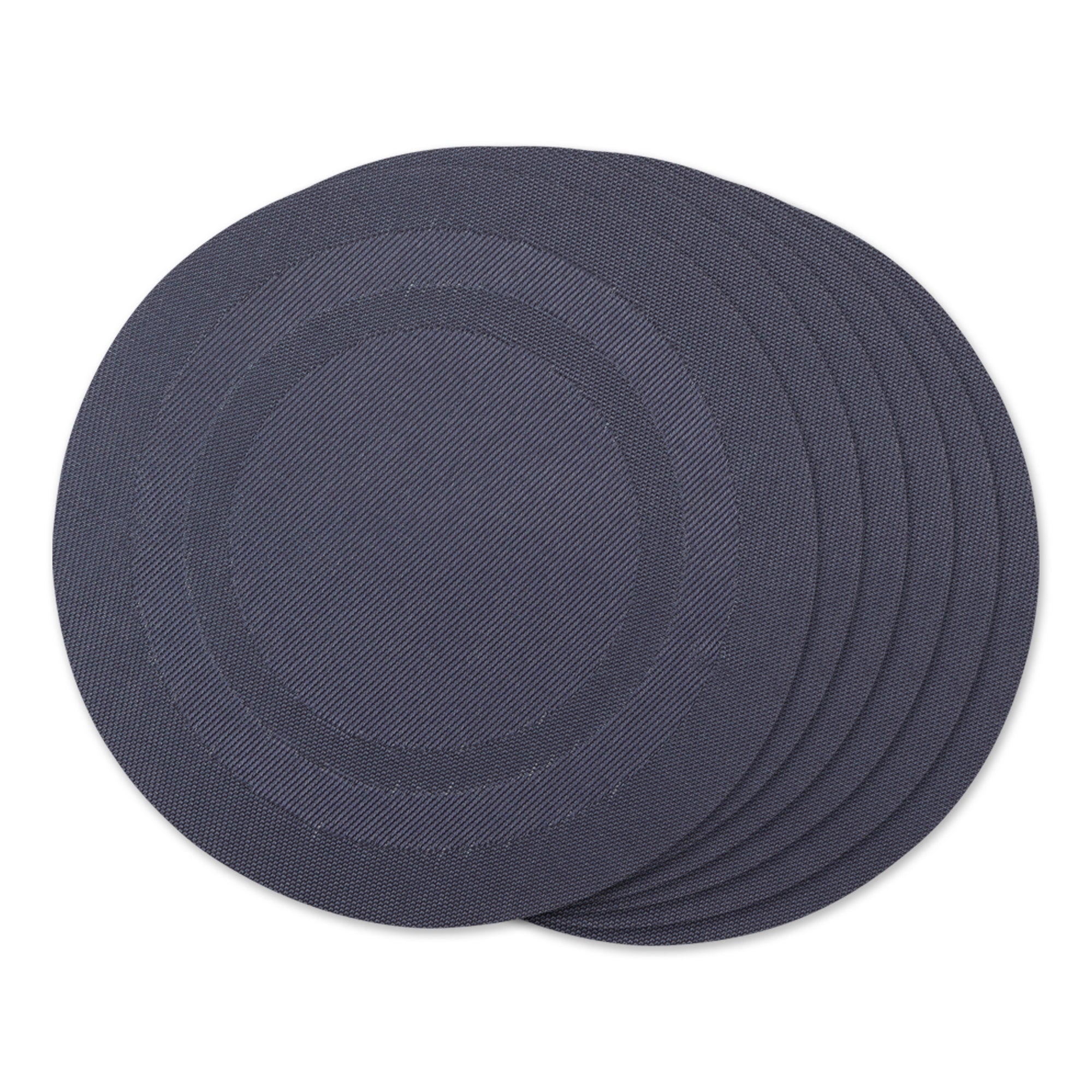 Dii Stonewash Blue Round Pvc Doubleframe Placemat 6 Piece