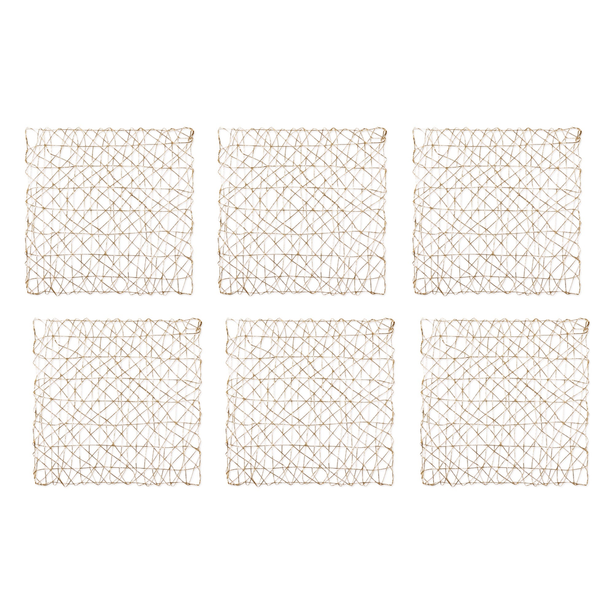 Gold Woven Paper Square Placemat Set/6