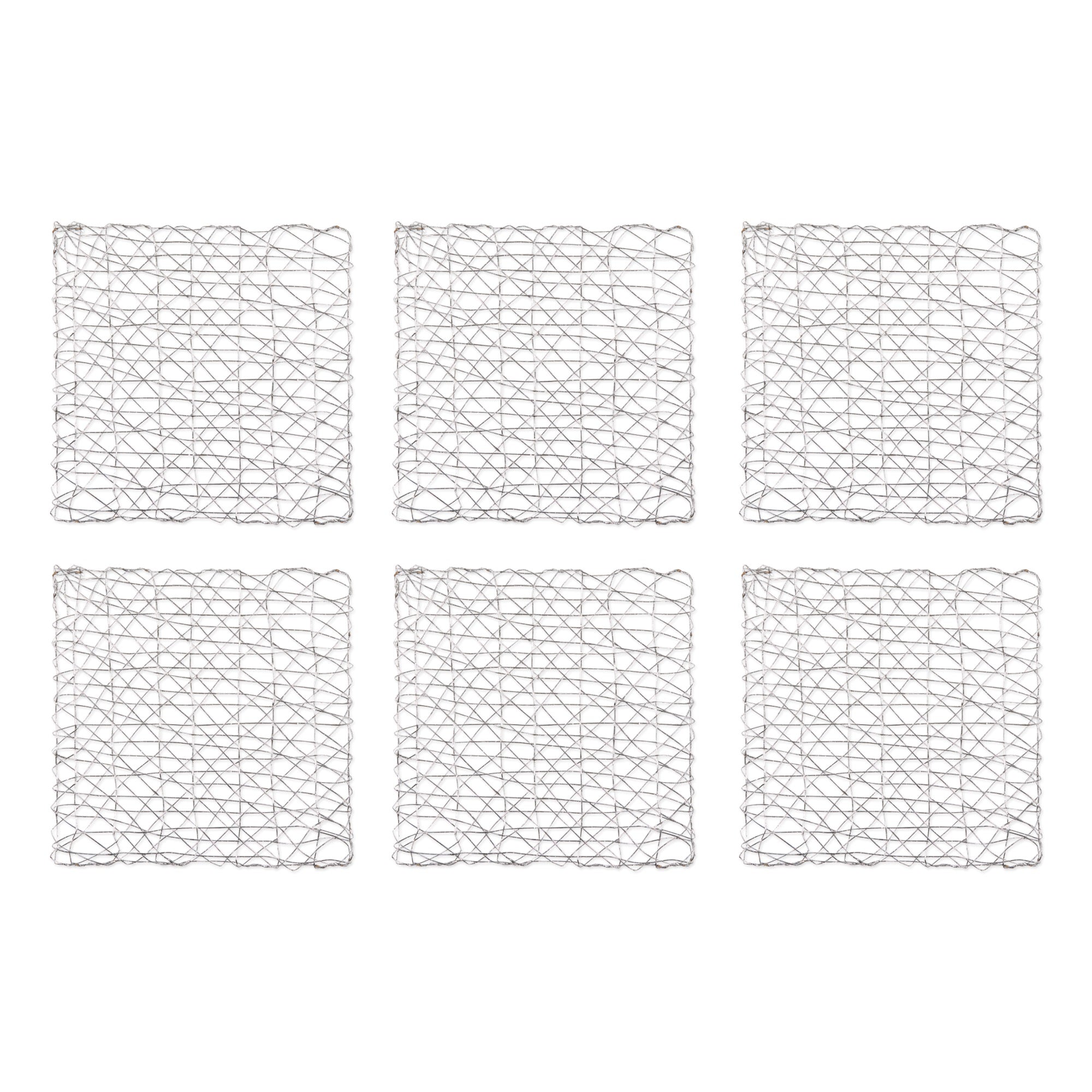 Silver Woven Paper Square Placemat Set/6