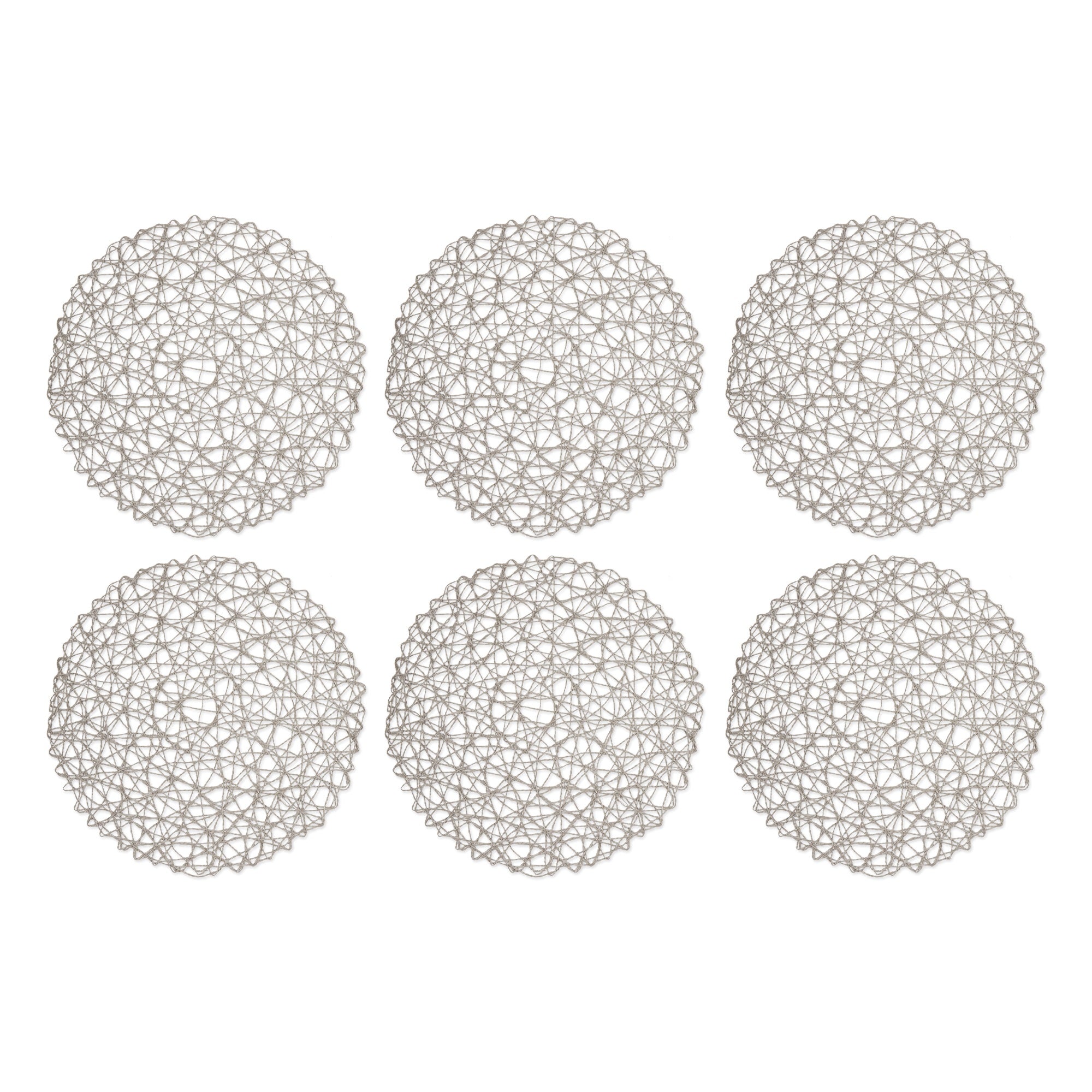 Gray Woven Paper Round Placemat Set/6
