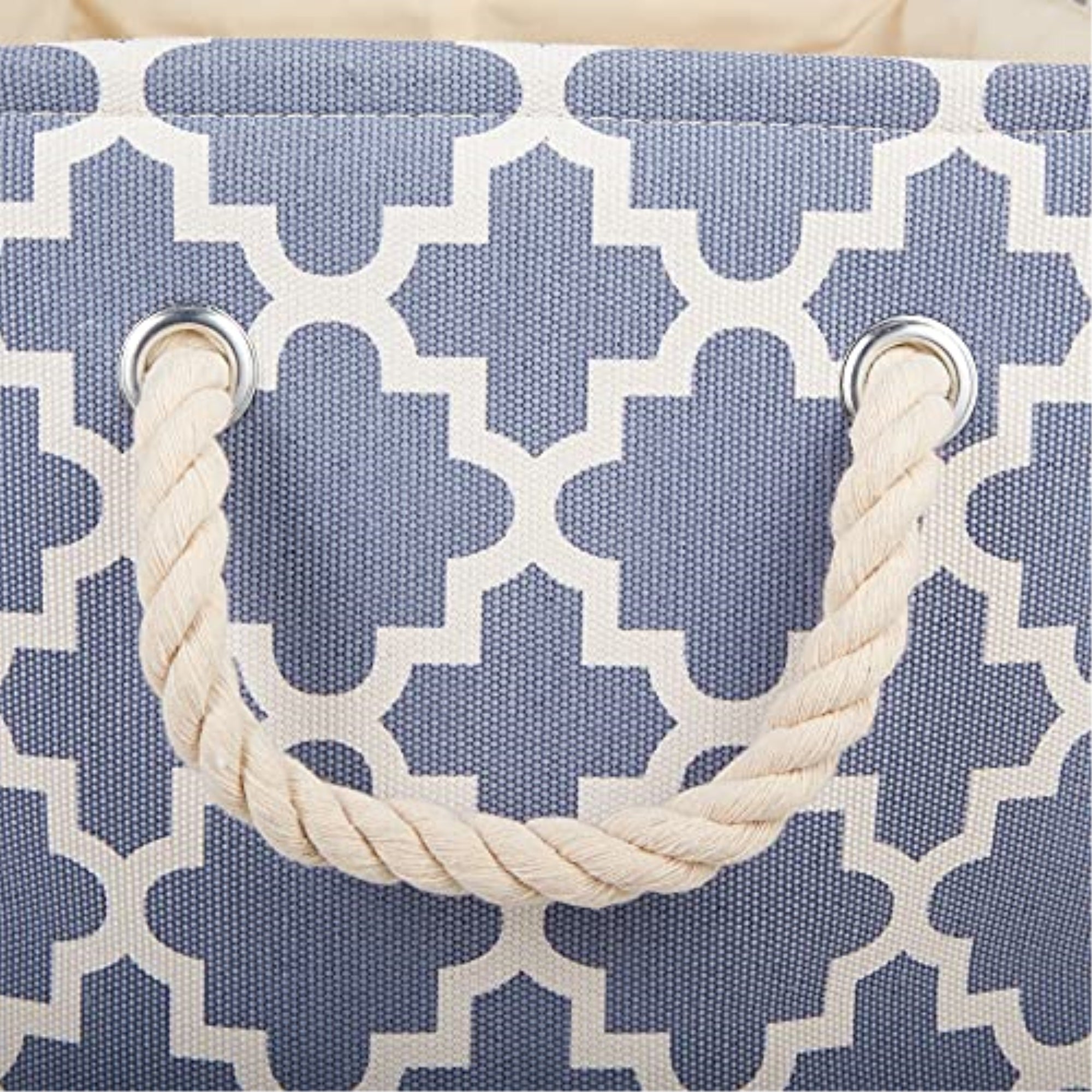 DII Polyester Bin Lattice Stonewash Blue Rectangle Medium