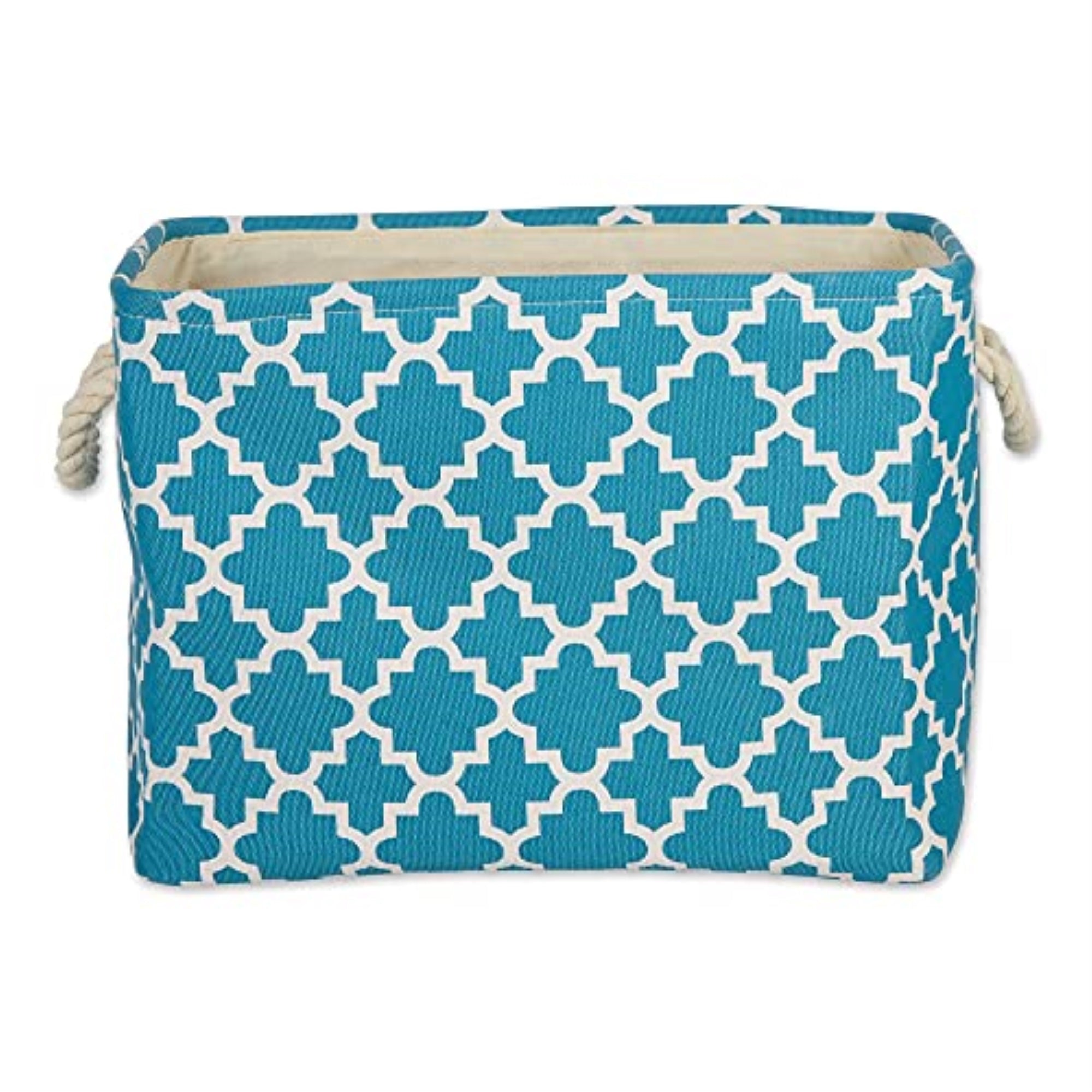 DII Polyester Bin Lattice Storm Blue Rectangle Medium