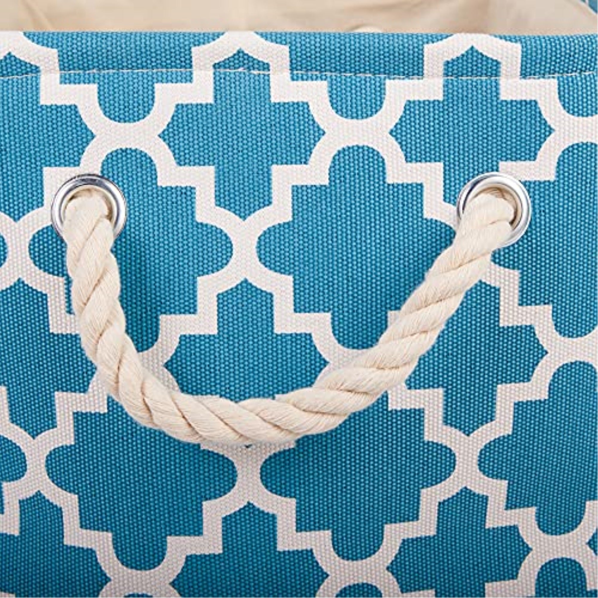 DII Polyester Bin Lattice Storm Blue Rectangle Medium