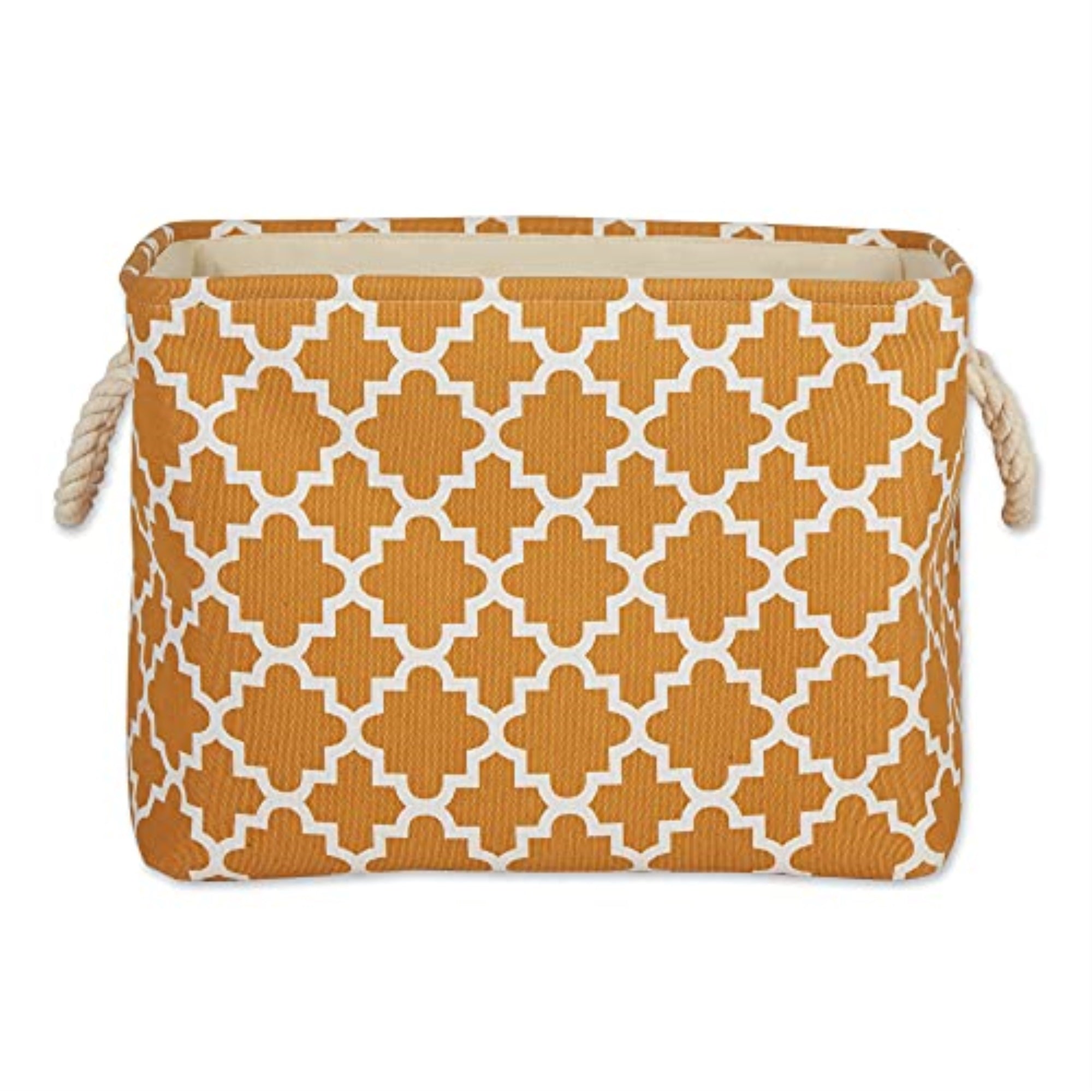 DII Polyester Bin Lattice Pumpkin Spice Rectangle Large