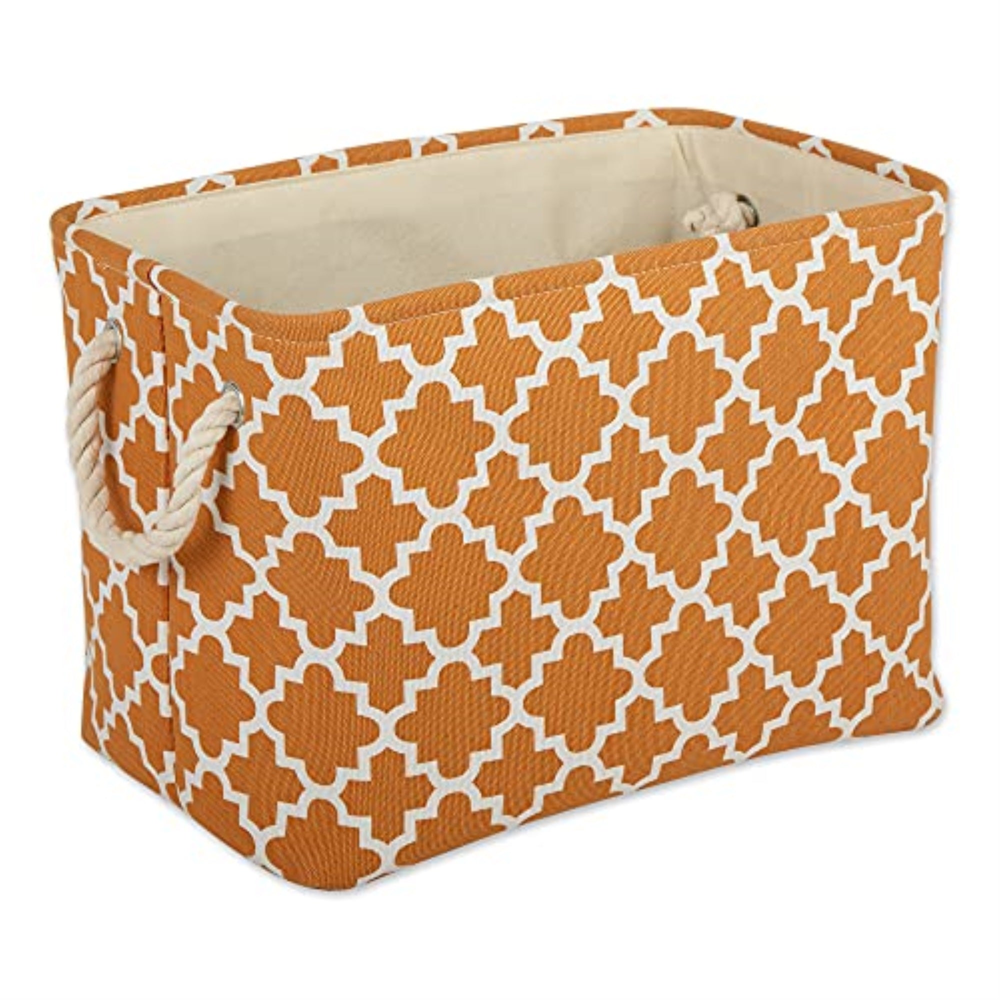 Dii Polyester Bin Lattice Pumpkin Spice Rectangle Small