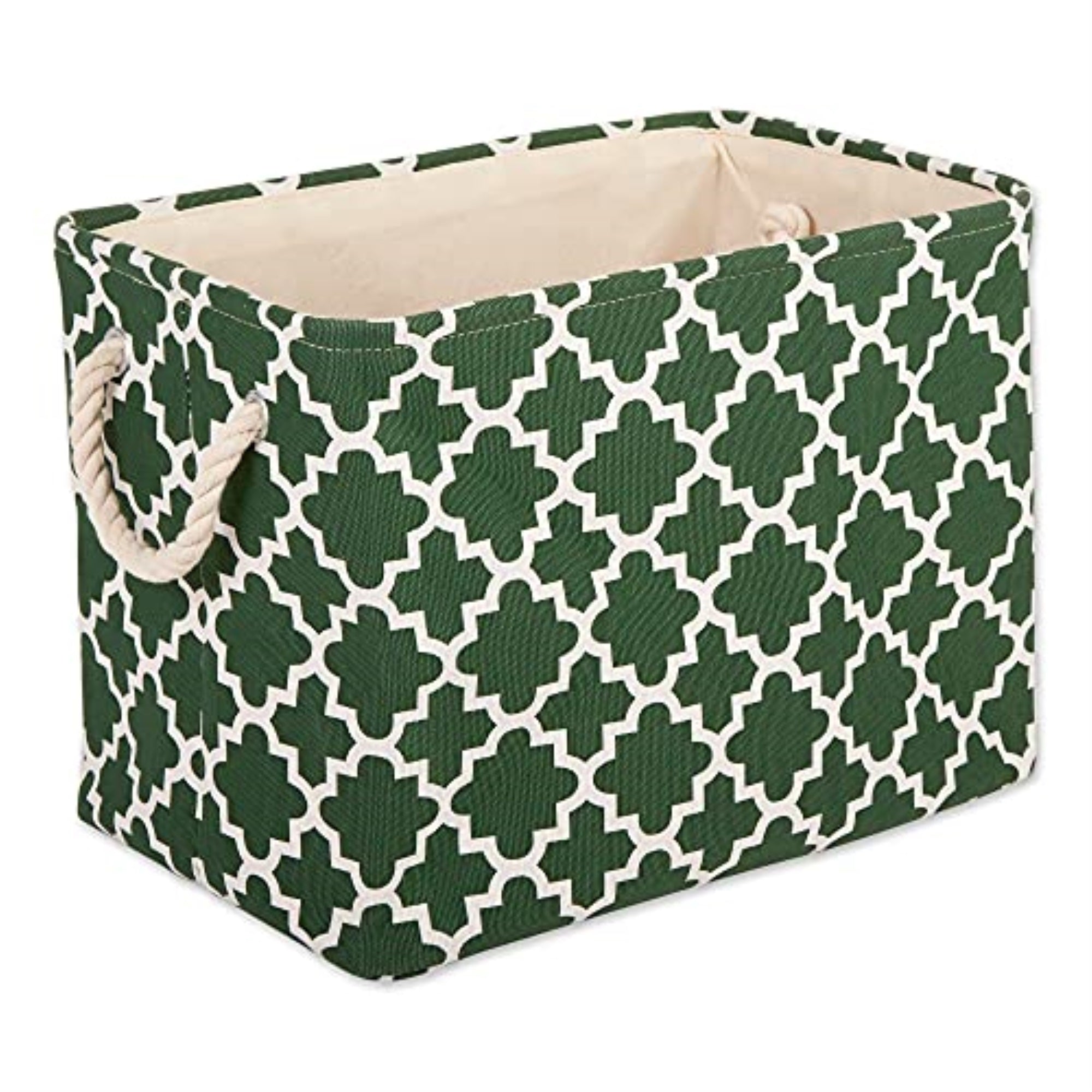 Dii Polyester Bin Lattice Hunter Green Rectangle Small