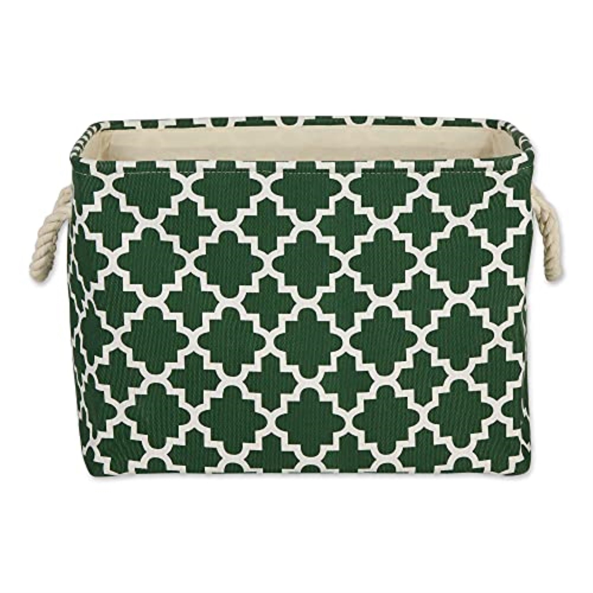 DII Polyester Bin Lattice Hunter Green Rectangle Small