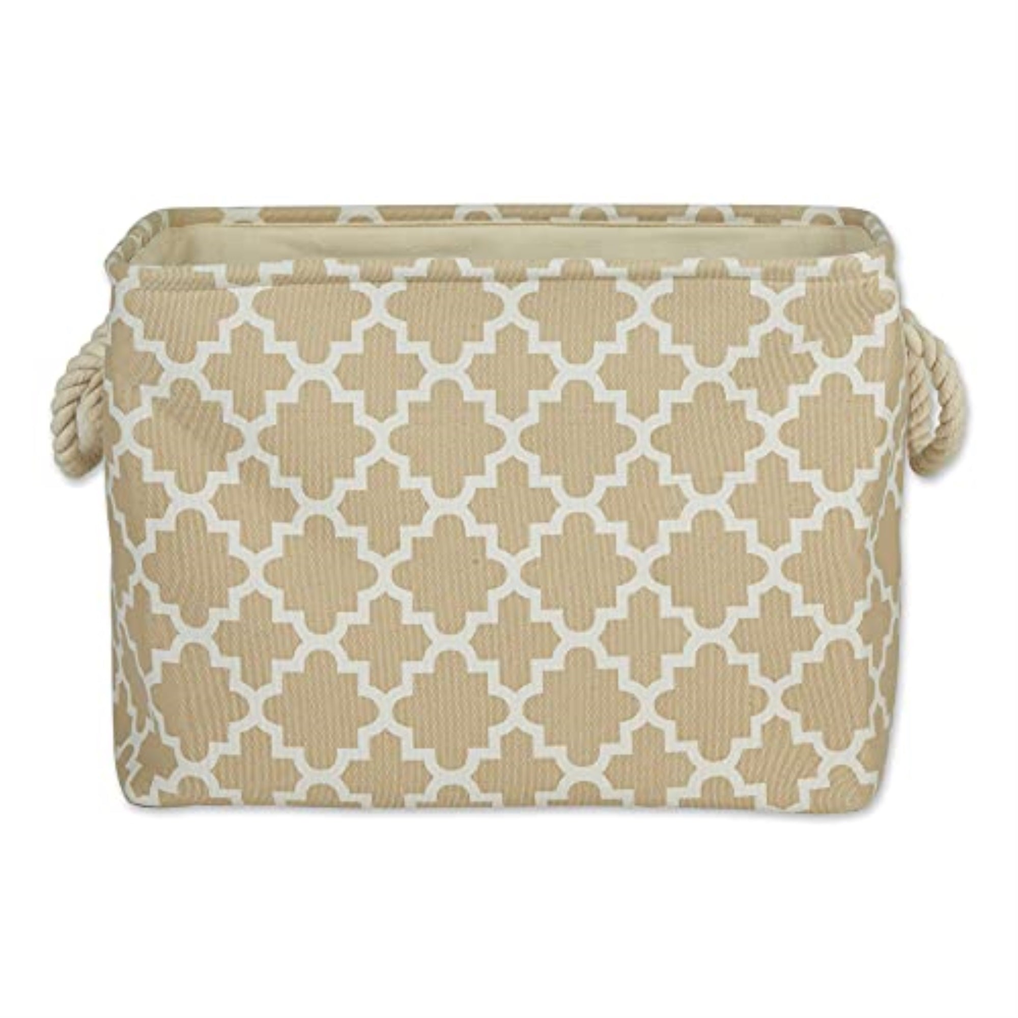 DII Polyester Bin Lattice Vintage Linen Rectangle Medium