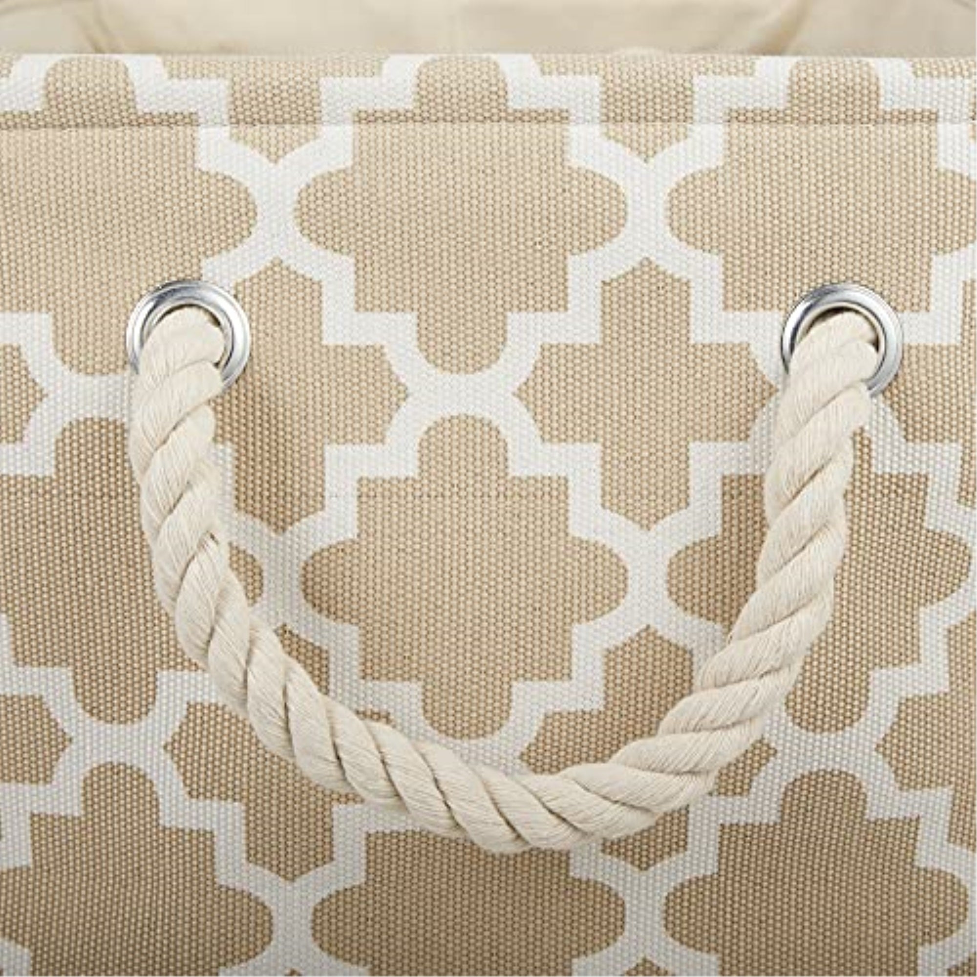 DII Polyester Bin Lattice Vintage Linen Rectangle Medium