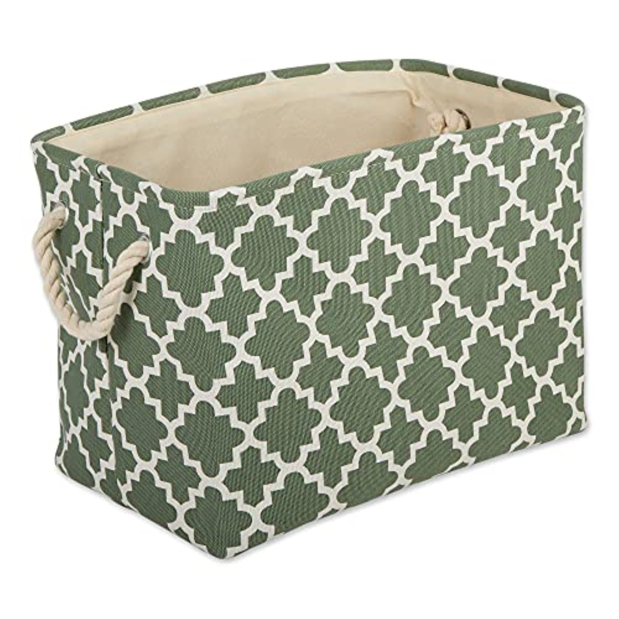 Dii Polyester Bin Lattice Artichoke Green Rectangle Medium