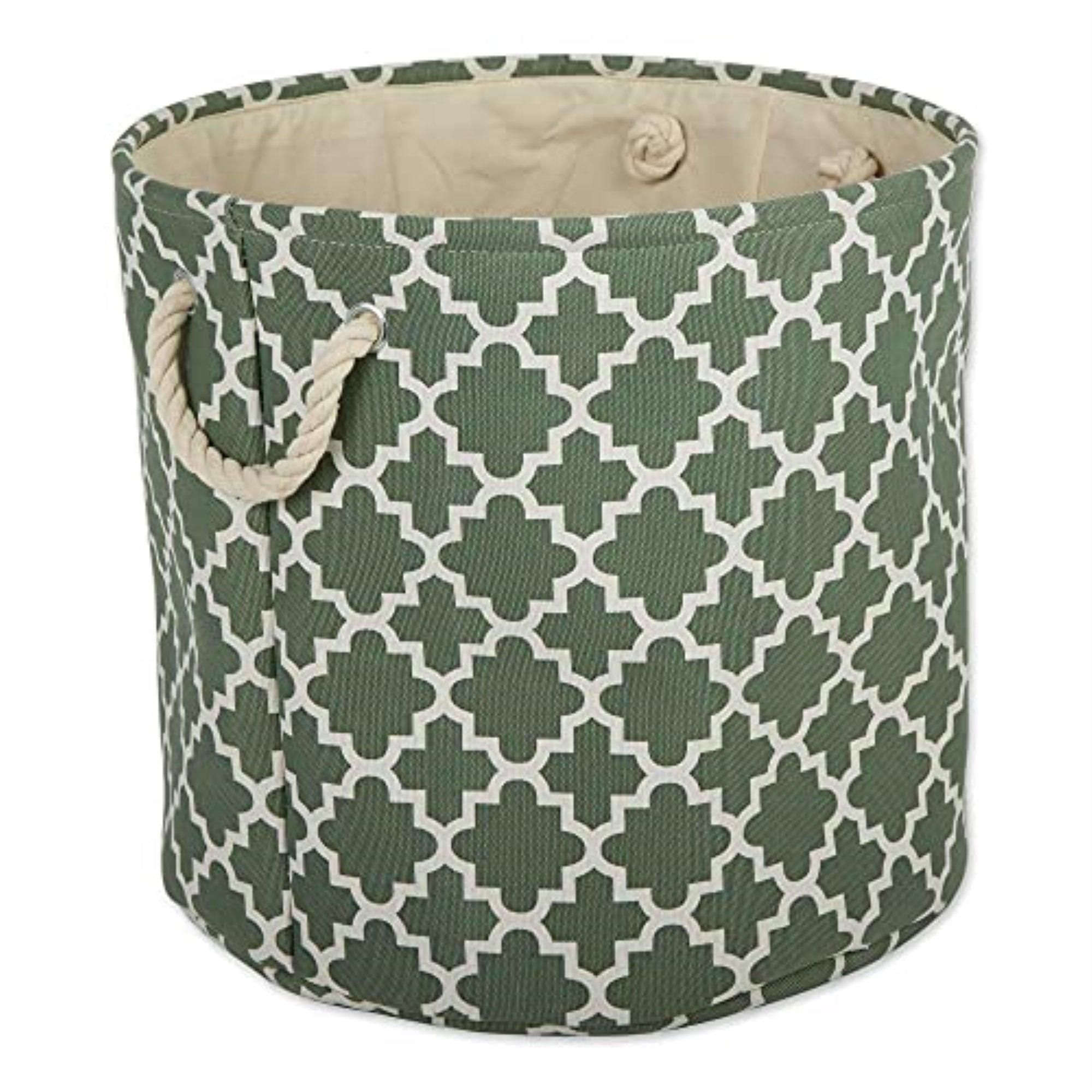 Dii Polyester Bin Lattice Artichoke Green Round Large