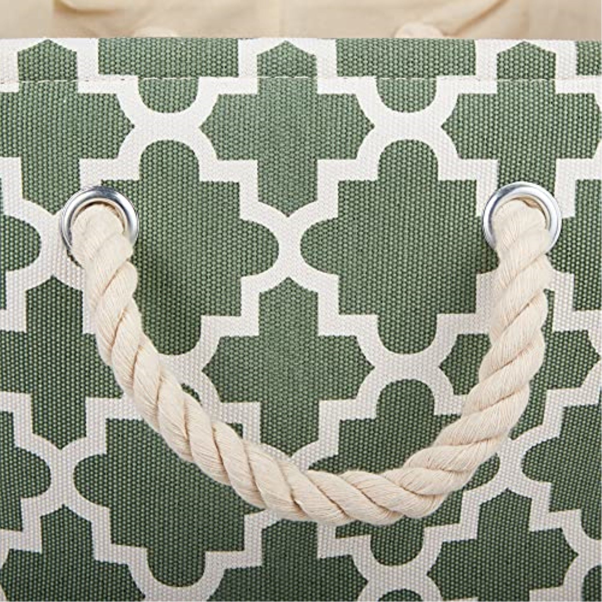 DII Polyester Bin Lattice Artichoke Green Round Large