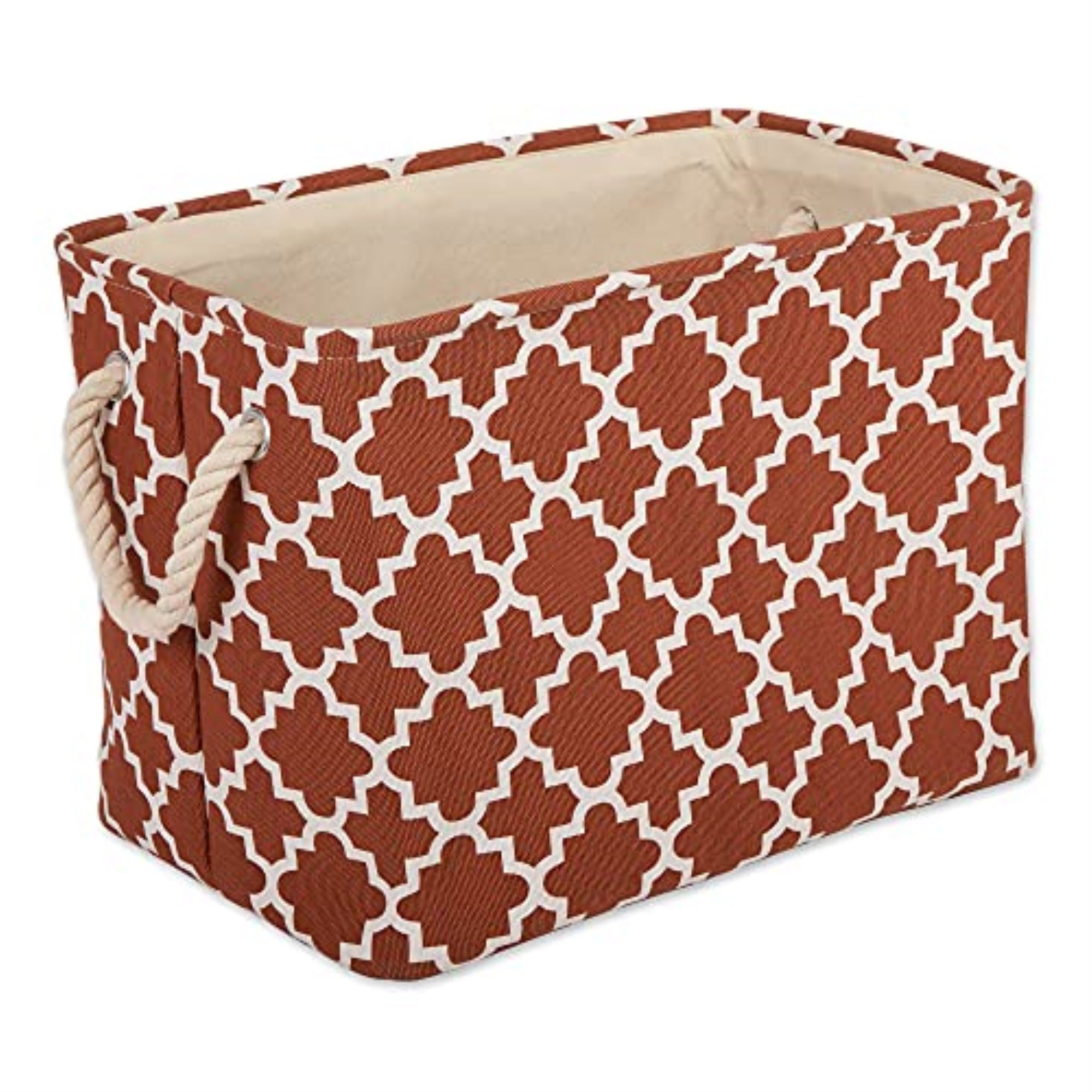 Dii Polyester Bin Lattice Cinnamon Rectangle Small