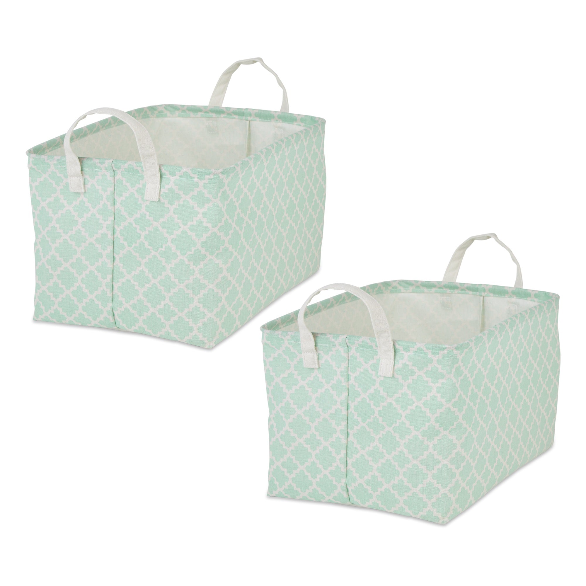 Dii Pe-Coated Cotton Polyester Laundry Bin Lattice Aqua Rectangle Extra Large 12.5X17.5X10.5 (Set Of 2)