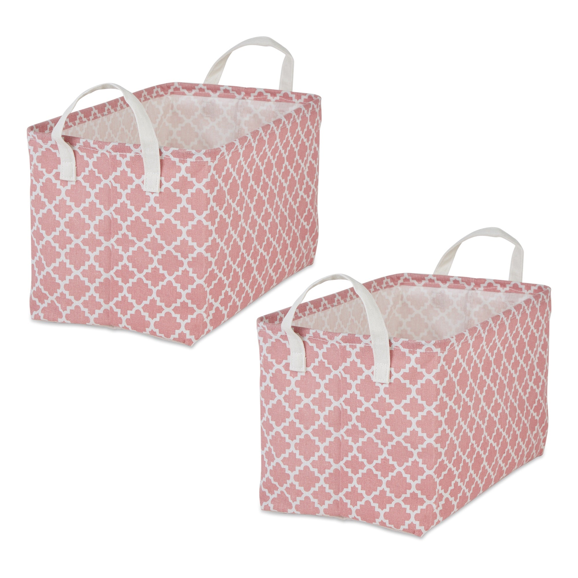 Dii Pe-Coated Cotton Polyester Laundry Bin Lattice Rose Rectangle Large 10.5X17.5X10.5 (Set Of 2)