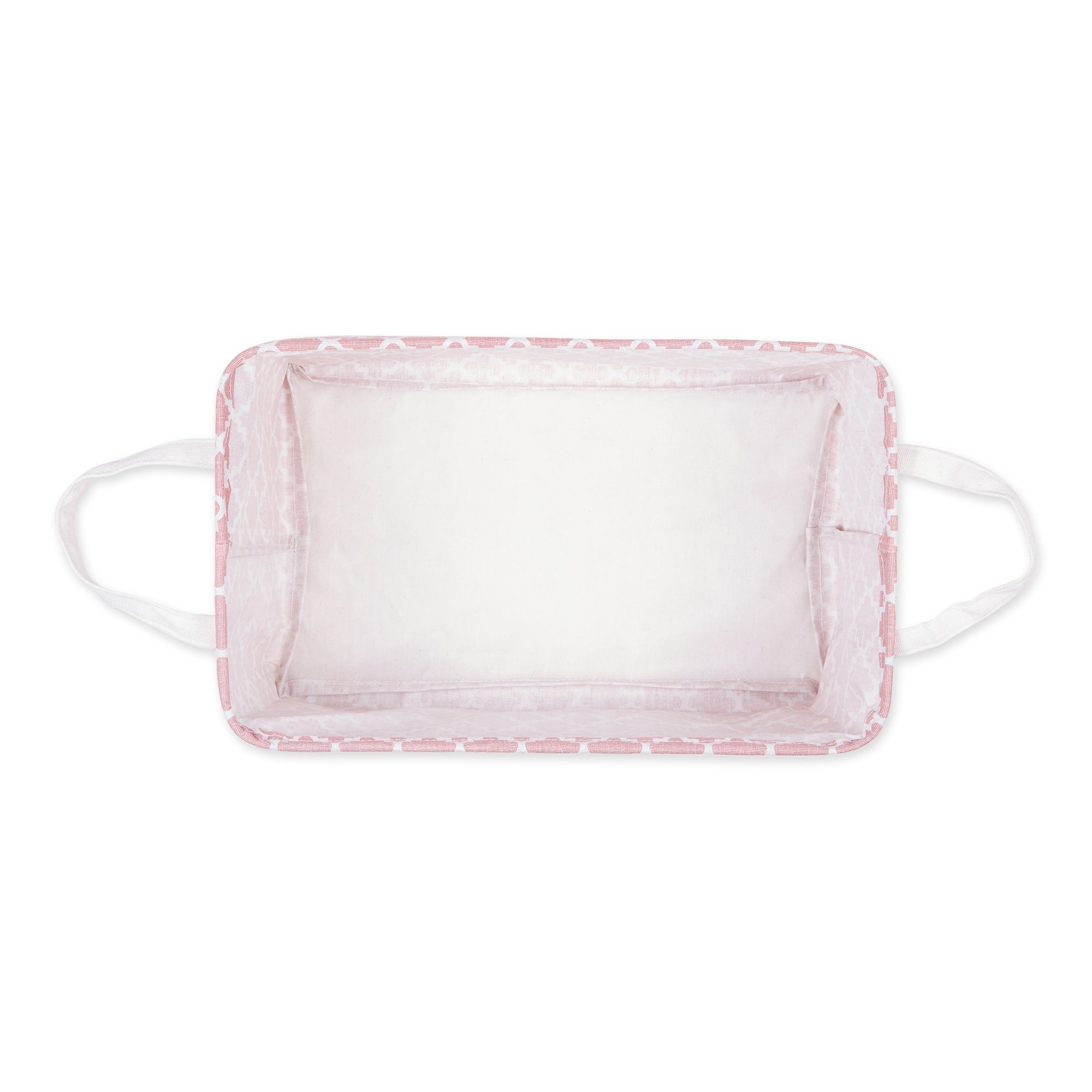 DII PE-Coated Cotton Polyester Laundry Bin Lattice Rose Rectangle Large 10.5x17.5x10.5 (Set of 2)