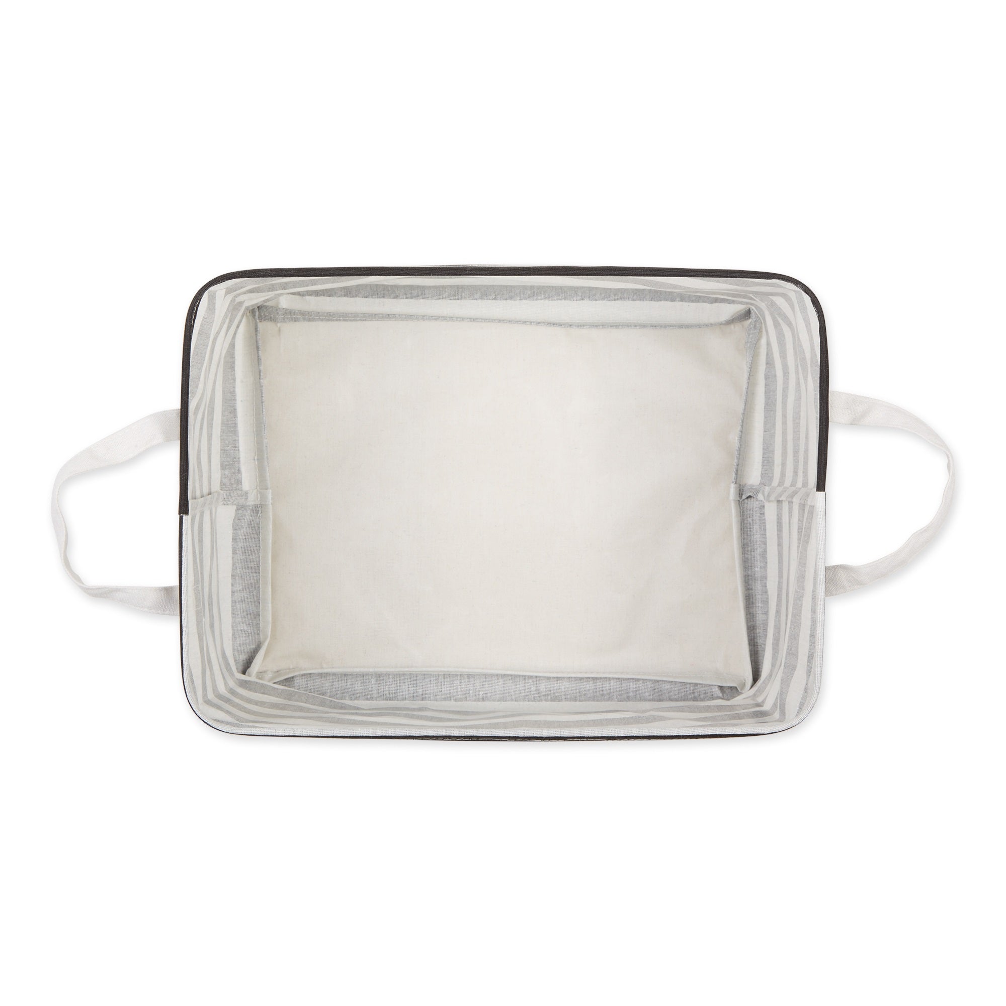 DII PE-Coated Cotton Polyester Laundry Bin Stripe Blackrectangle Extra Large 12.5x17.5x10.5 (Set of 2)