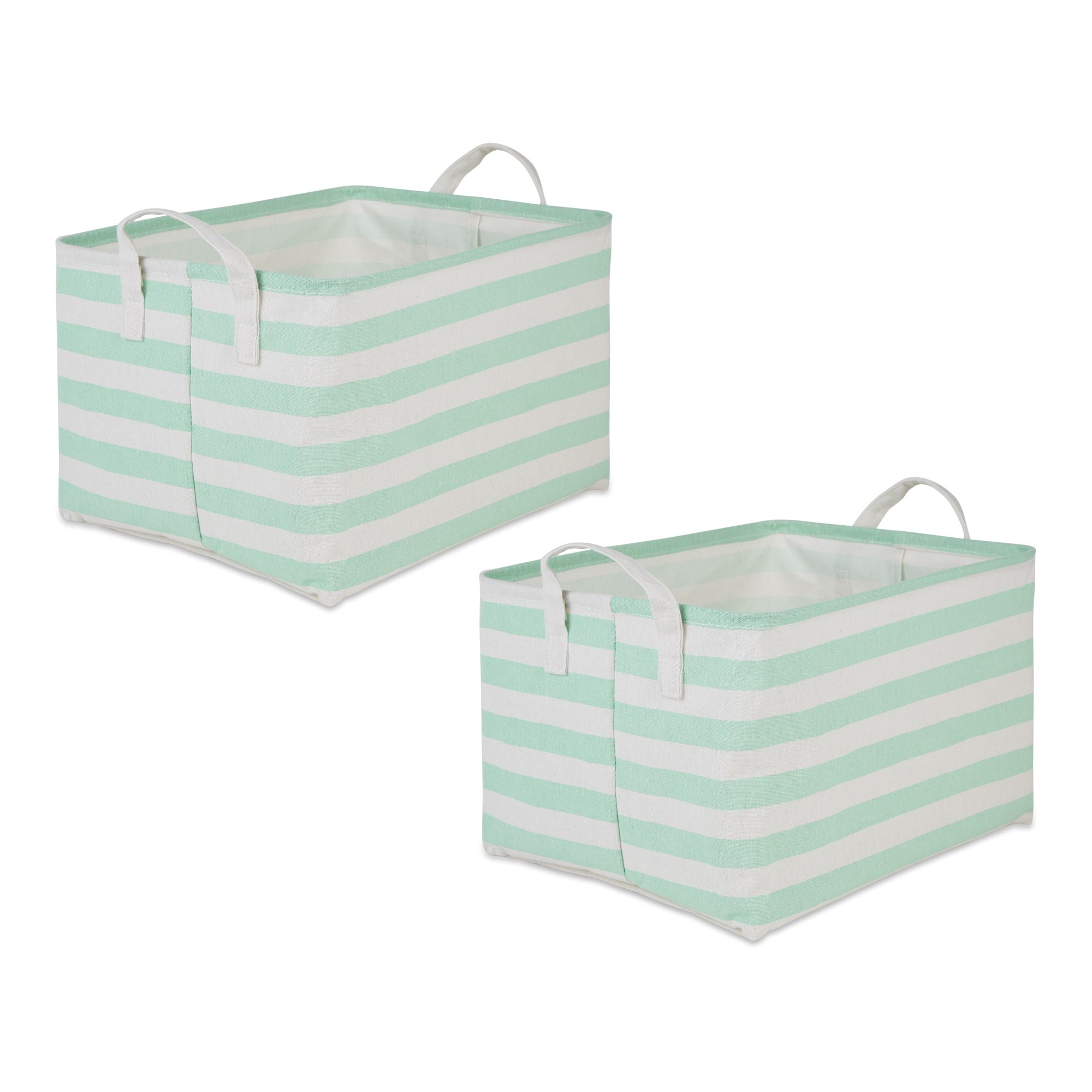 Dii Pe-Coated Cotton Polyester Laundry Bin Stripe Aqua Rectangle Extra Large 12.5X17.5X10.5 (Set Of 2)