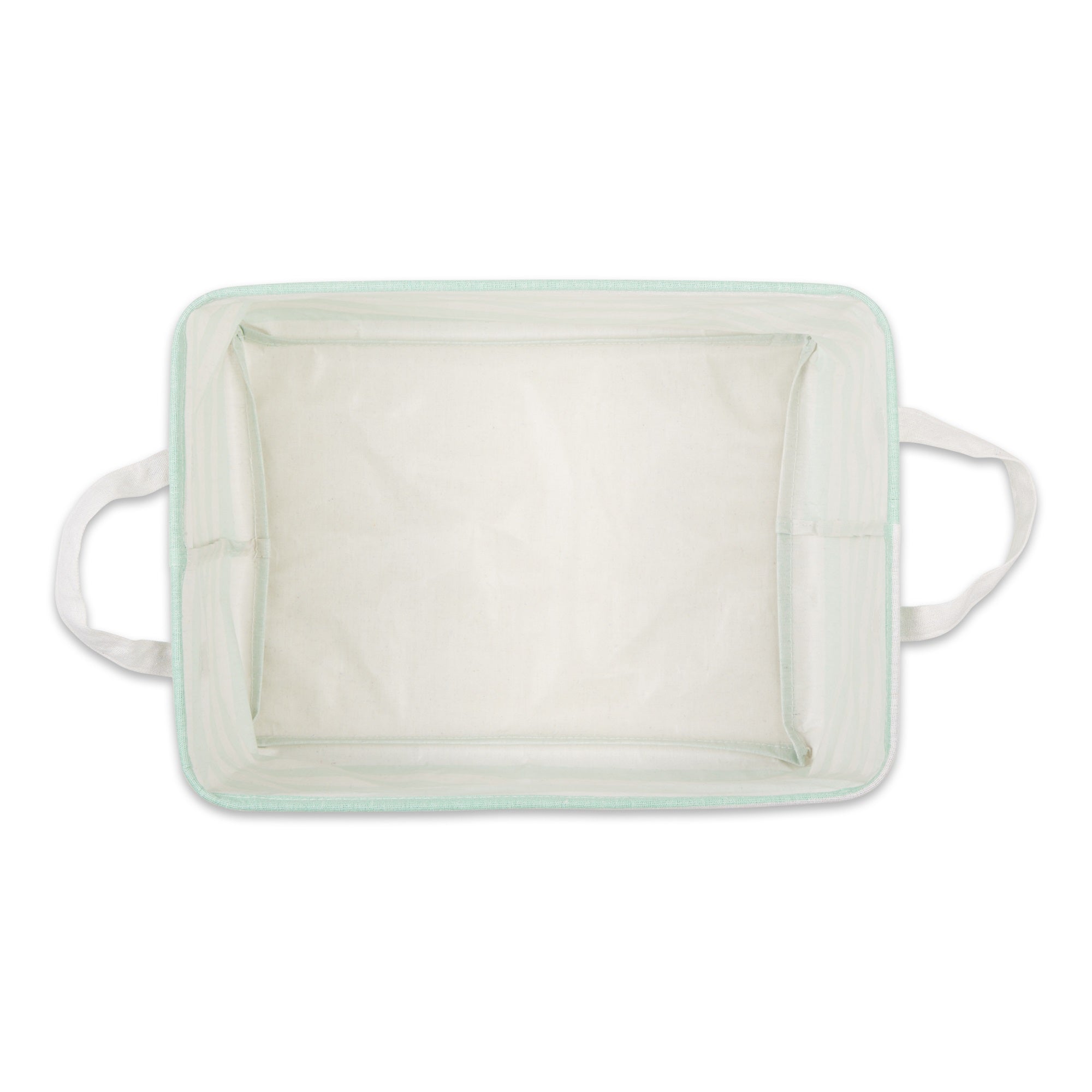 DII PE-Coated Cotton Polyester Laundry Bin Stripe Aqua Rectangle Extra Large 12.5x17.5x10.5 (Set of 2)