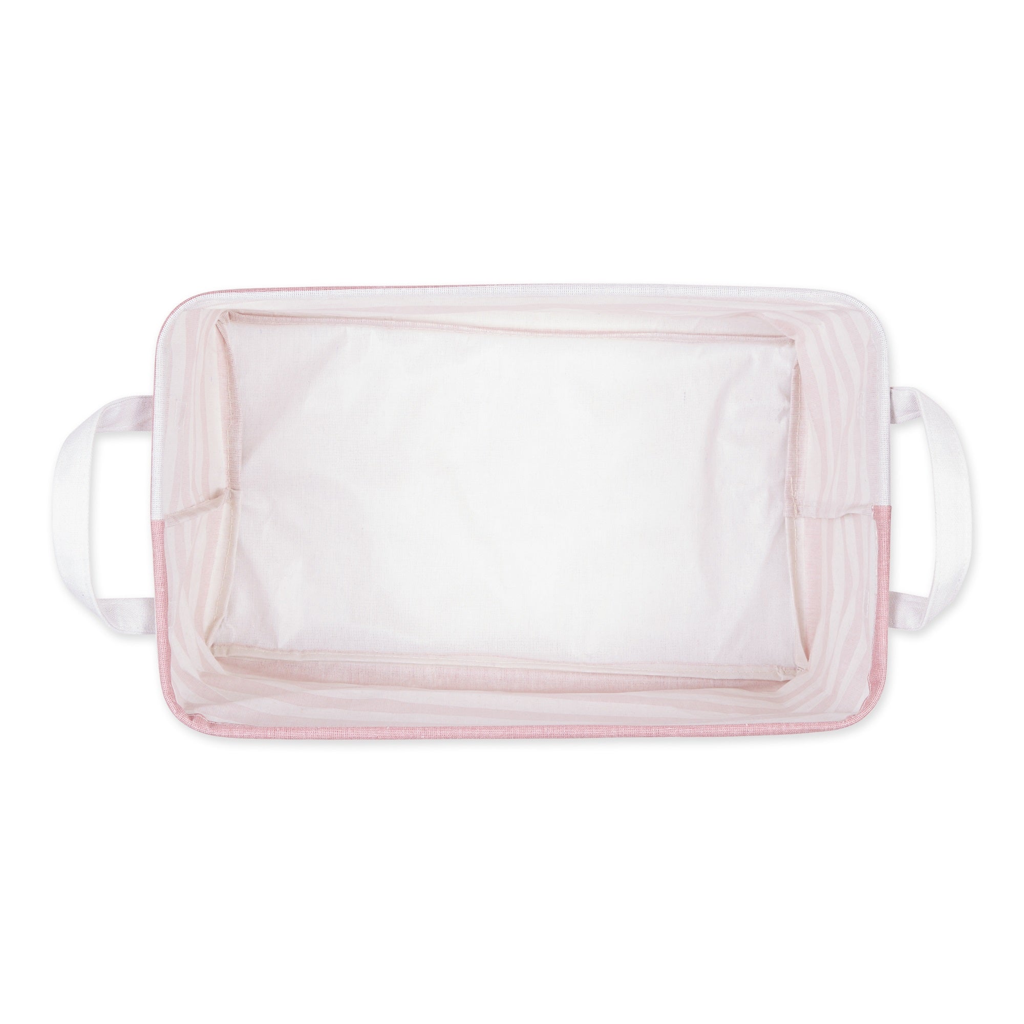 DII PE-Coated Cotton Polyester Laundry Bin Stripe Rose Rectangle Large 10.5x17.5x10.5 (Set of 2)
