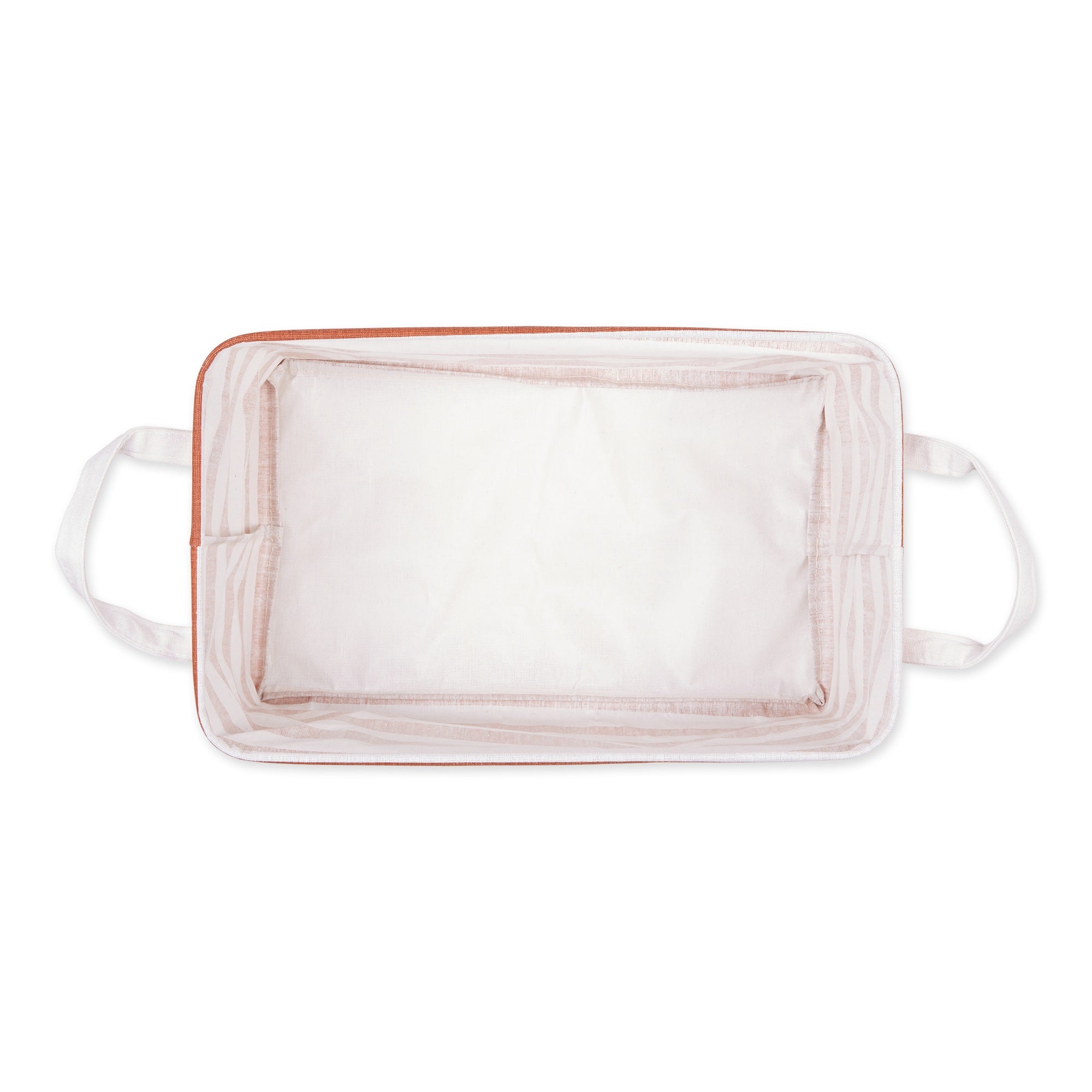 DII PE-Coated Cotton Polyester Laundry Bin Stripe Cinnamon Rectangle Large 10.5x17.5x10.5 (Set of 2)