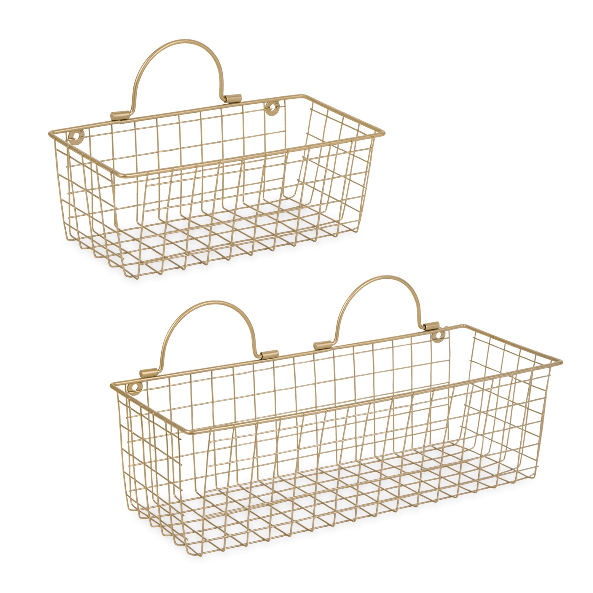 Asst Gold Wire Wall Basket Set/2