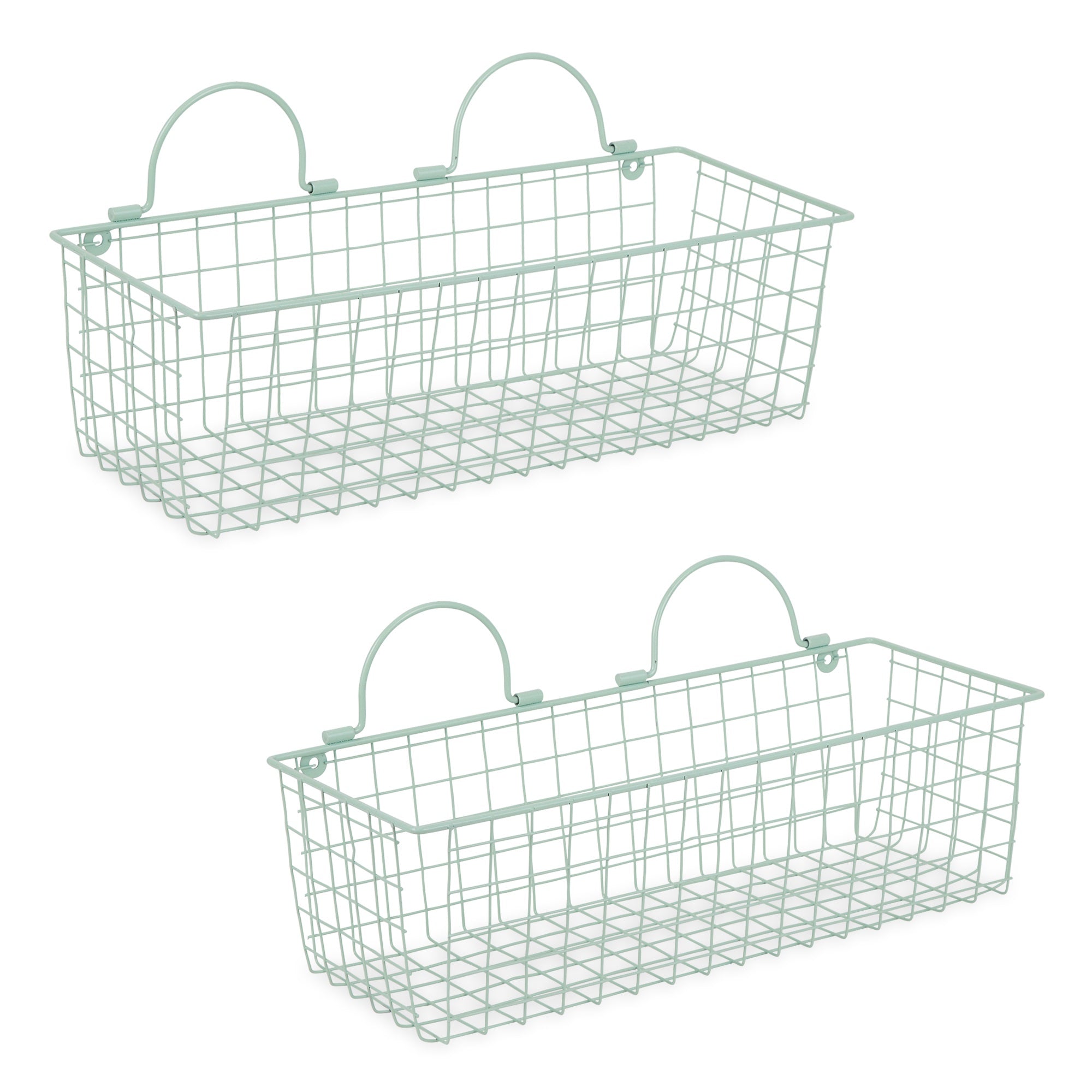 Medium Aqua Wire Wall Basket Set/2
