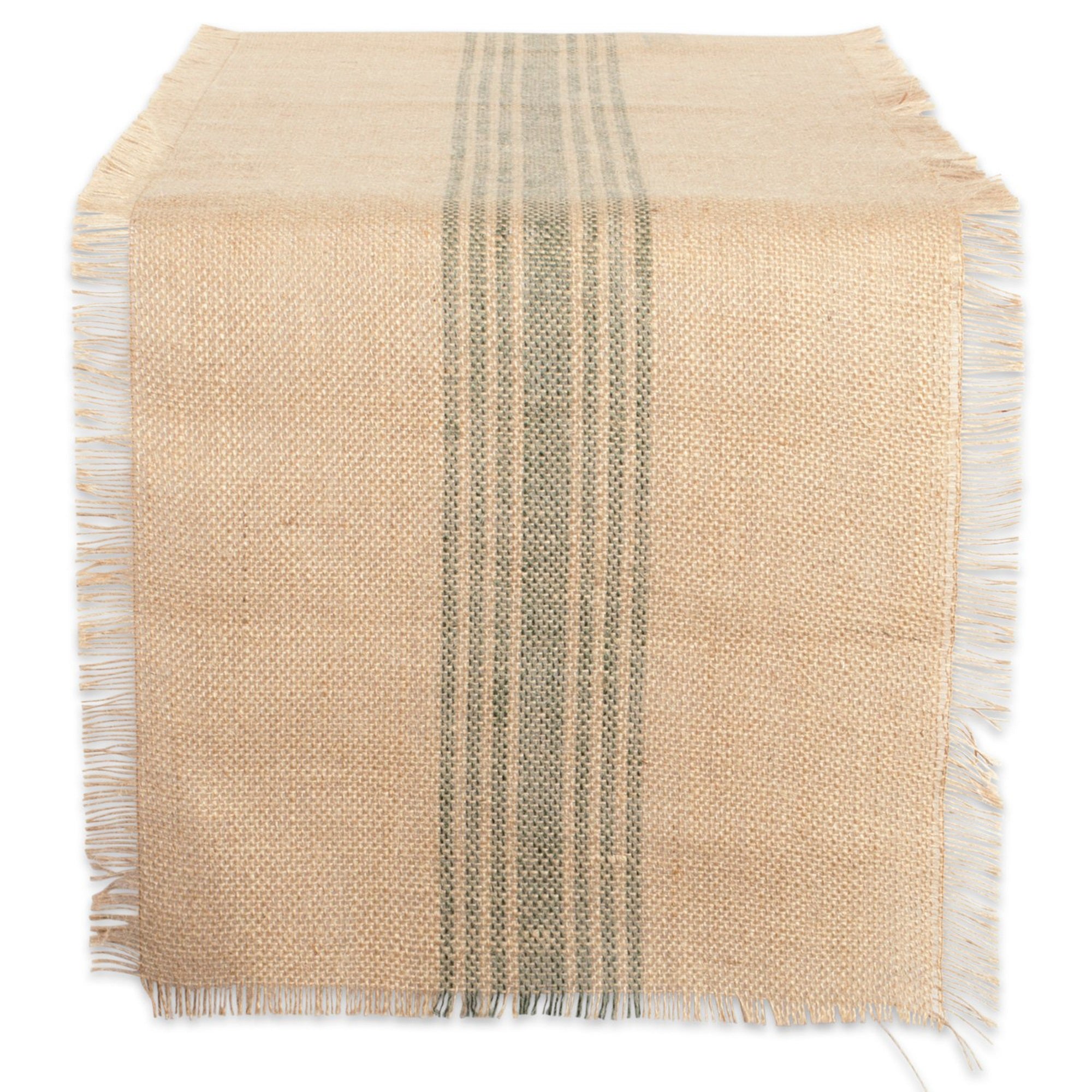 Dii Artichoke Middle Stripe Burlap Table Runner 14X108 Inches