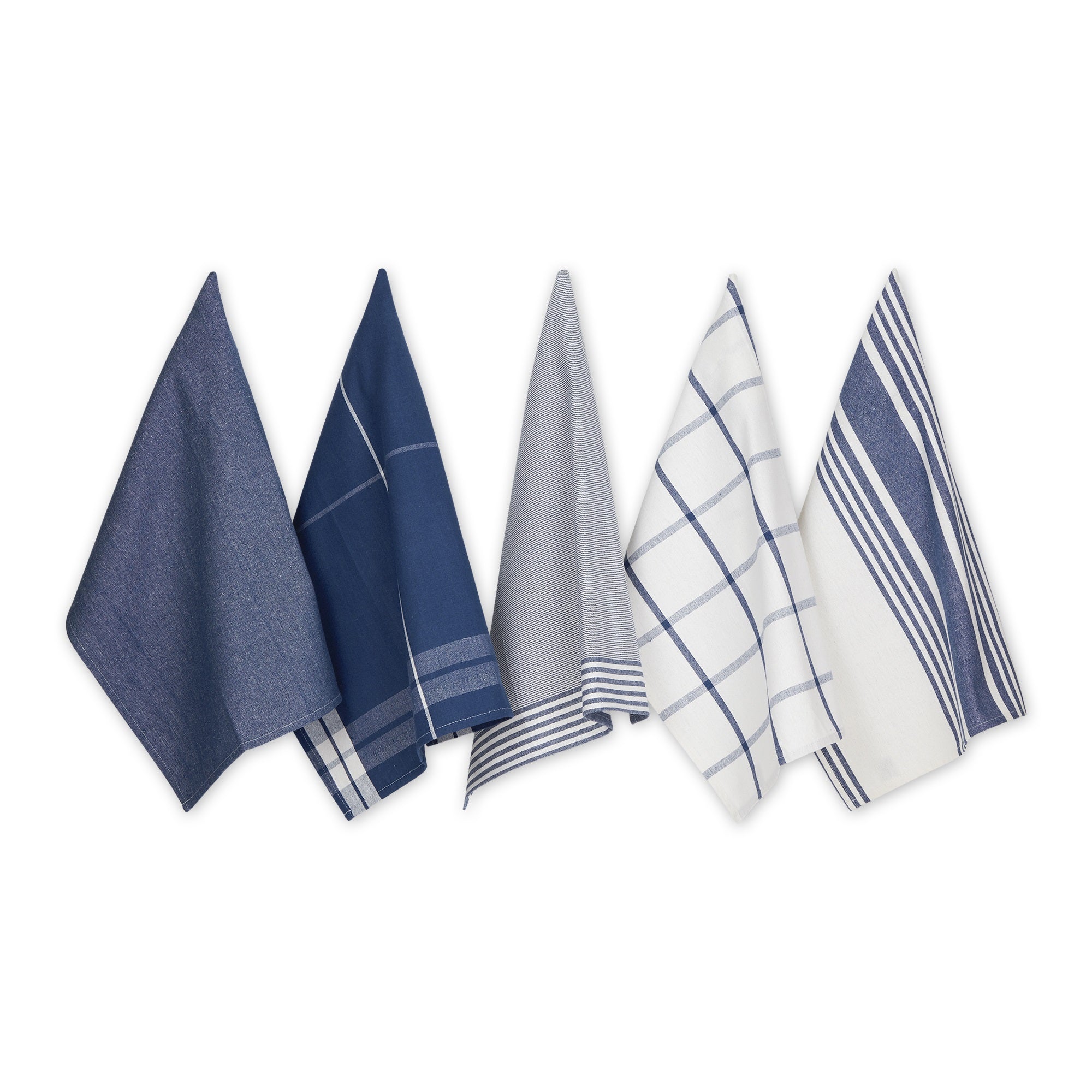 Nautical Blue Classic Oversized Woven Dishtowels Set/5
