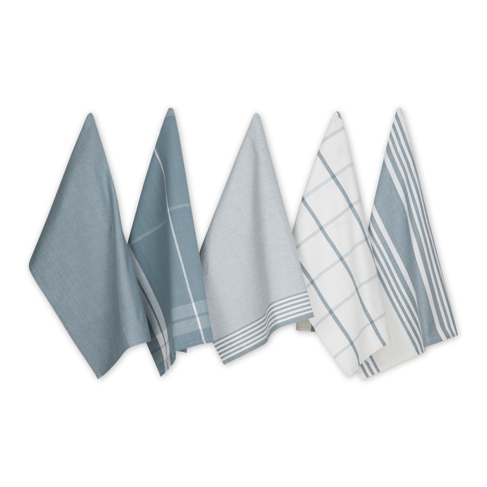 Smoke Blue Classic Oversized Woven Dishtowels Set/5