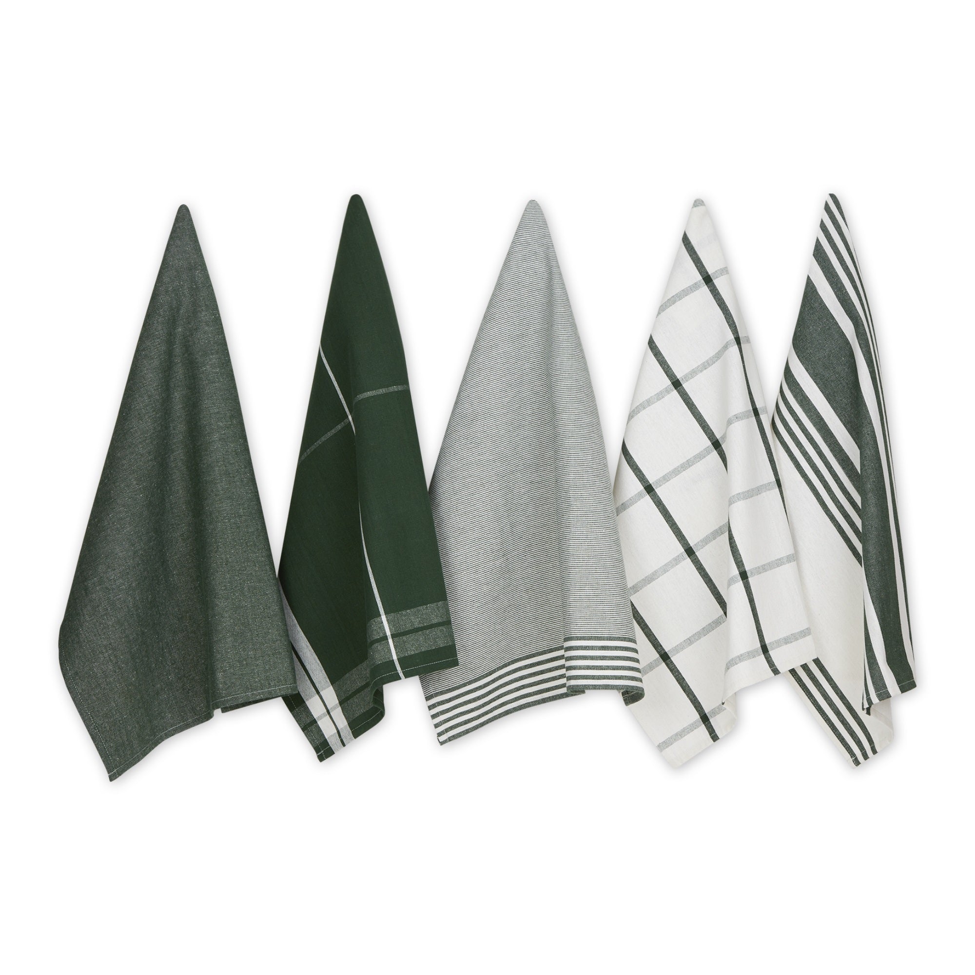 Hunter Green Classic Oversized Woven Dishtowels Set/5