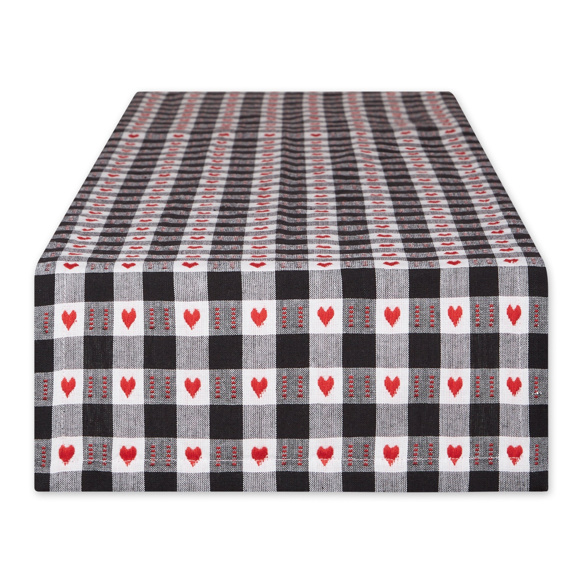 Hearts Dobby Check Table Runner 14X72