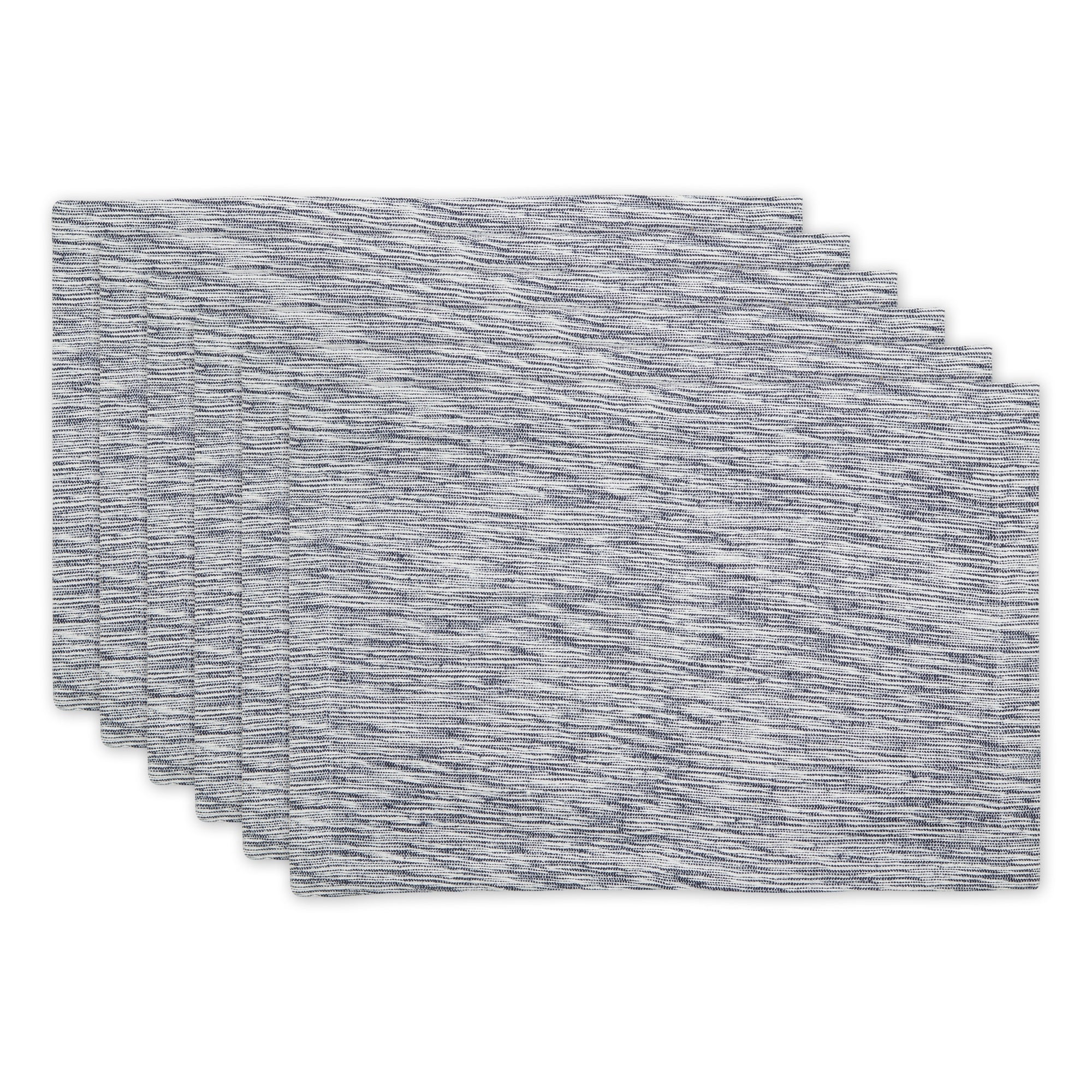 Navy/Off-White Tonal Recycled Cotton Slubby Rib Placemat Set/6