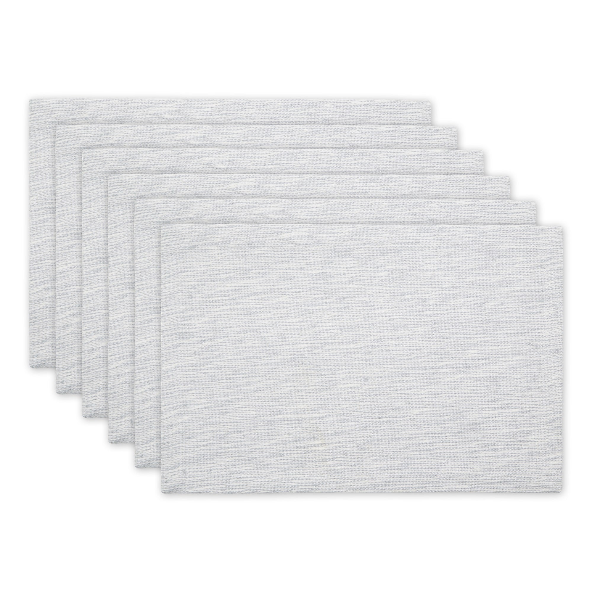 Light Gray And Off-White Tonal Recycled Cotton Slubby Rib Placemat Set/6