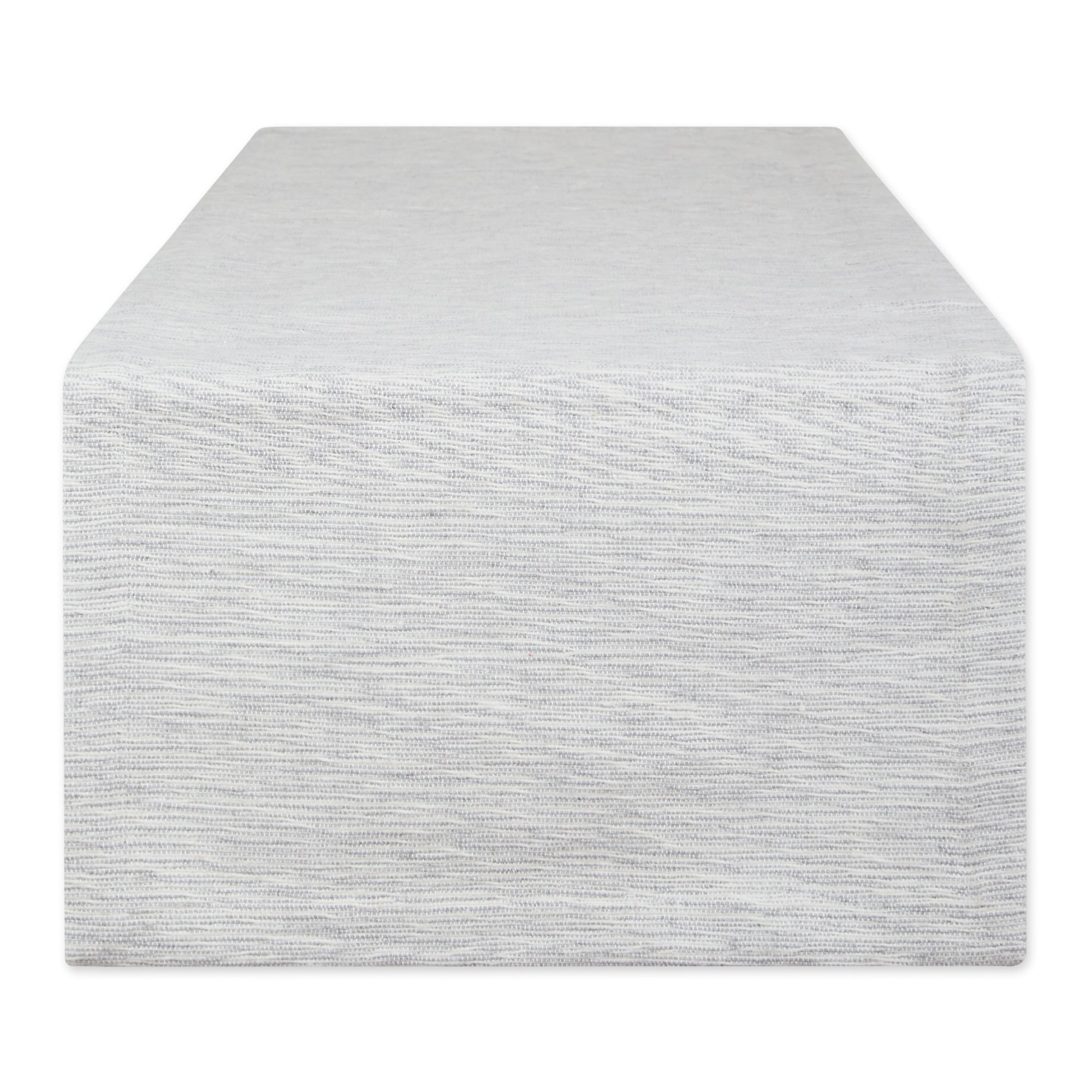 Light Gray And Off-White Tonal Recycled Cotton Slubby Rib Table Runner 14X108