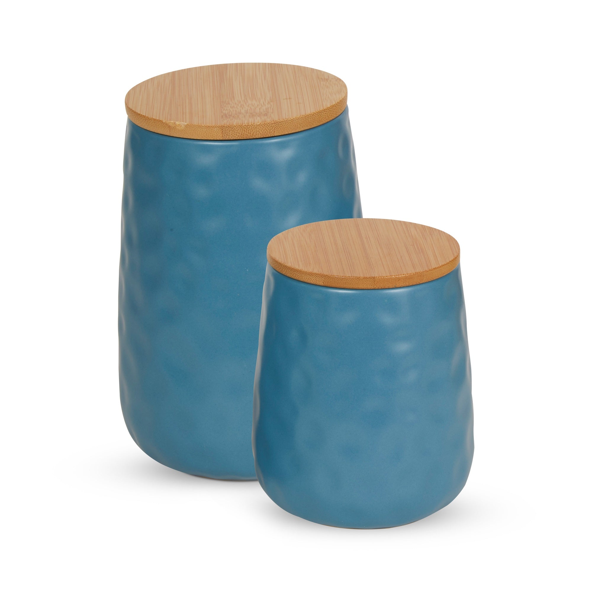 Storm Blue Matte Dimple Texture Ceramic Canister Set/2