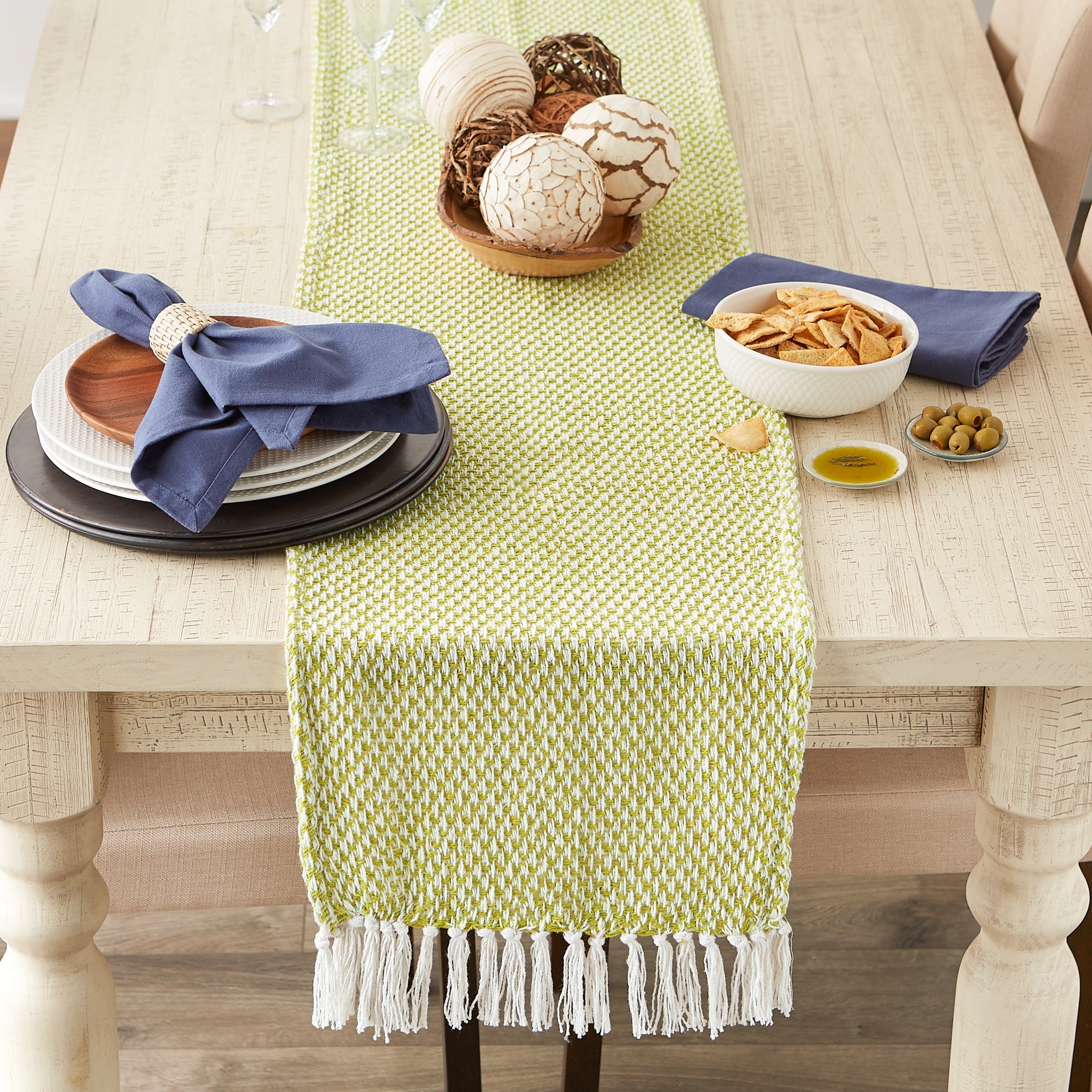 DII Avocado Woven Table Runner 15x72