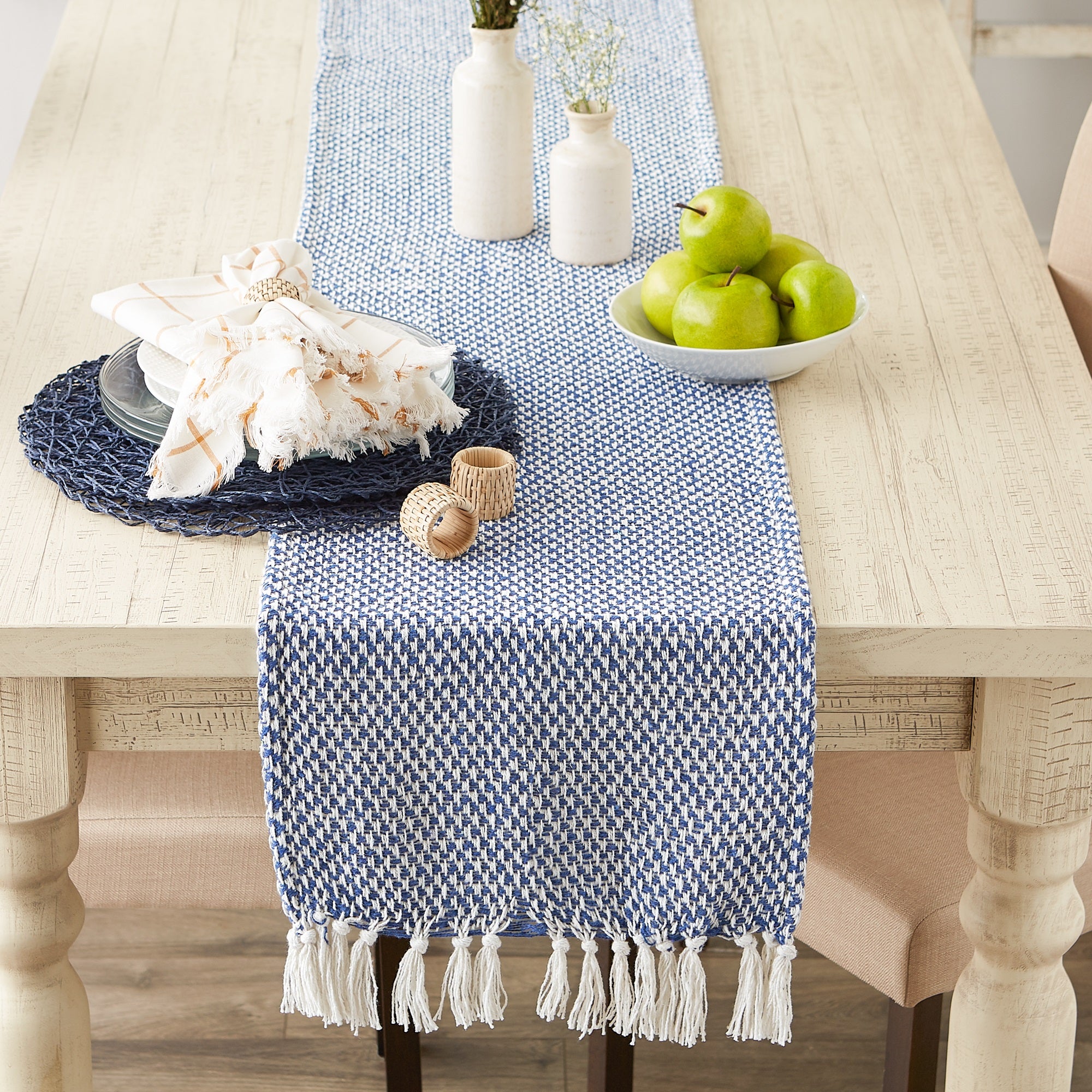 DII Nautical Blue Woven Table Runner 15x72