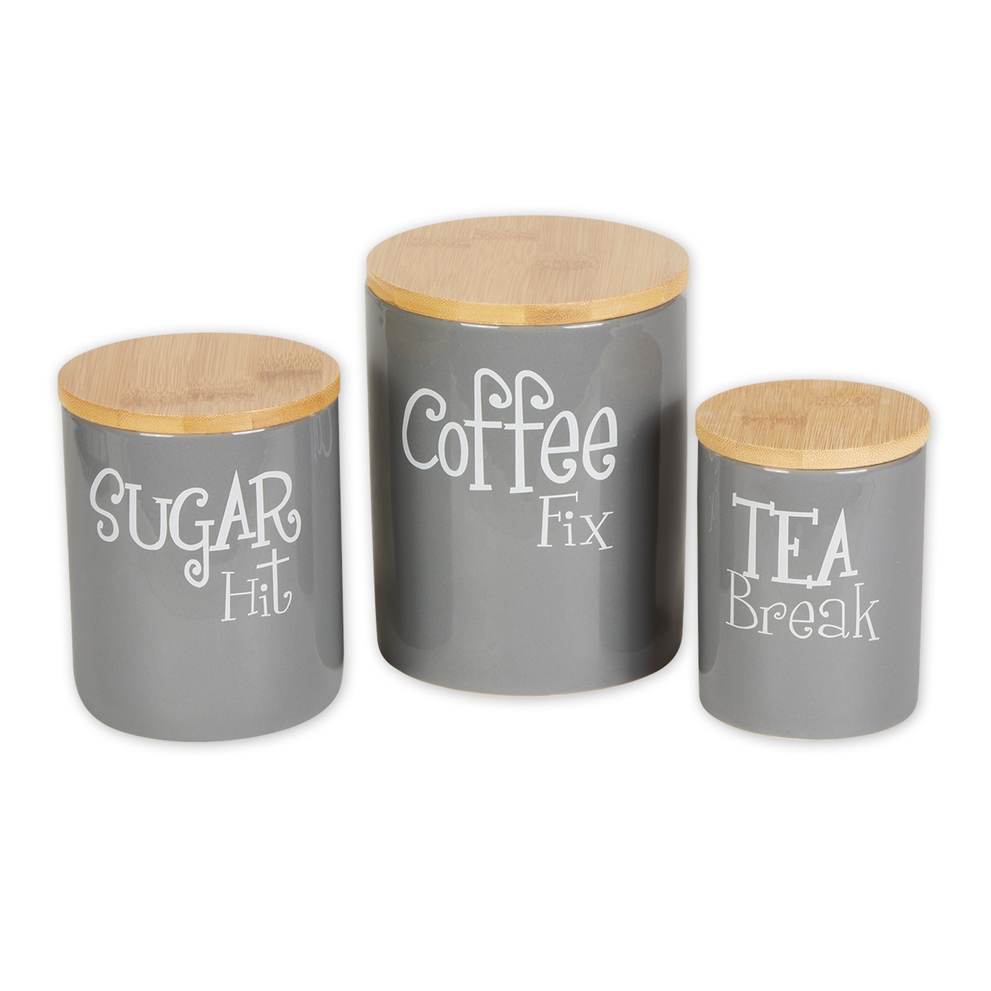 Gray Coffee/Sugar/Tea Ceramic Canister Set/3