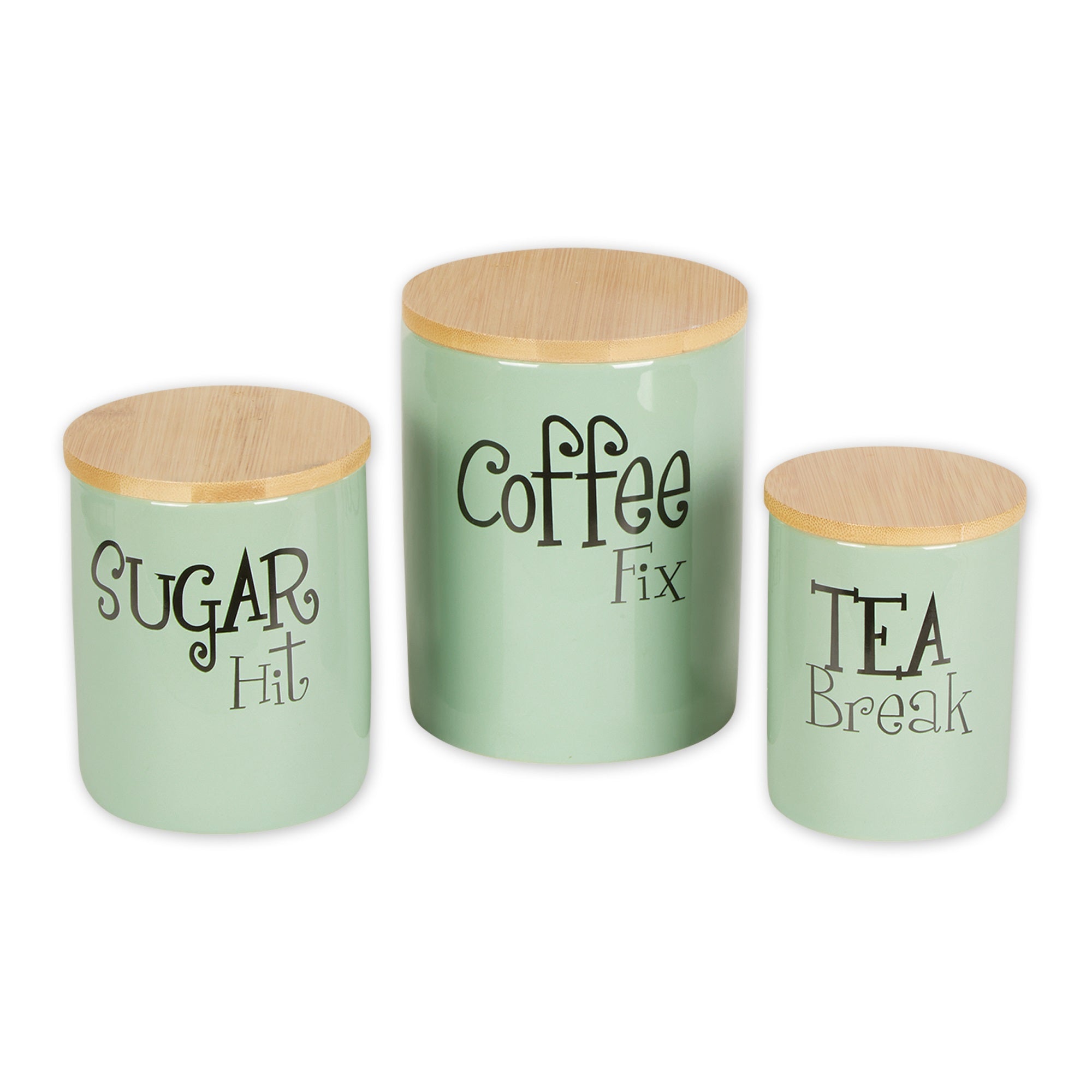 Jadeite Coffee/Sugar/Tea Ceramic Canister Set/3