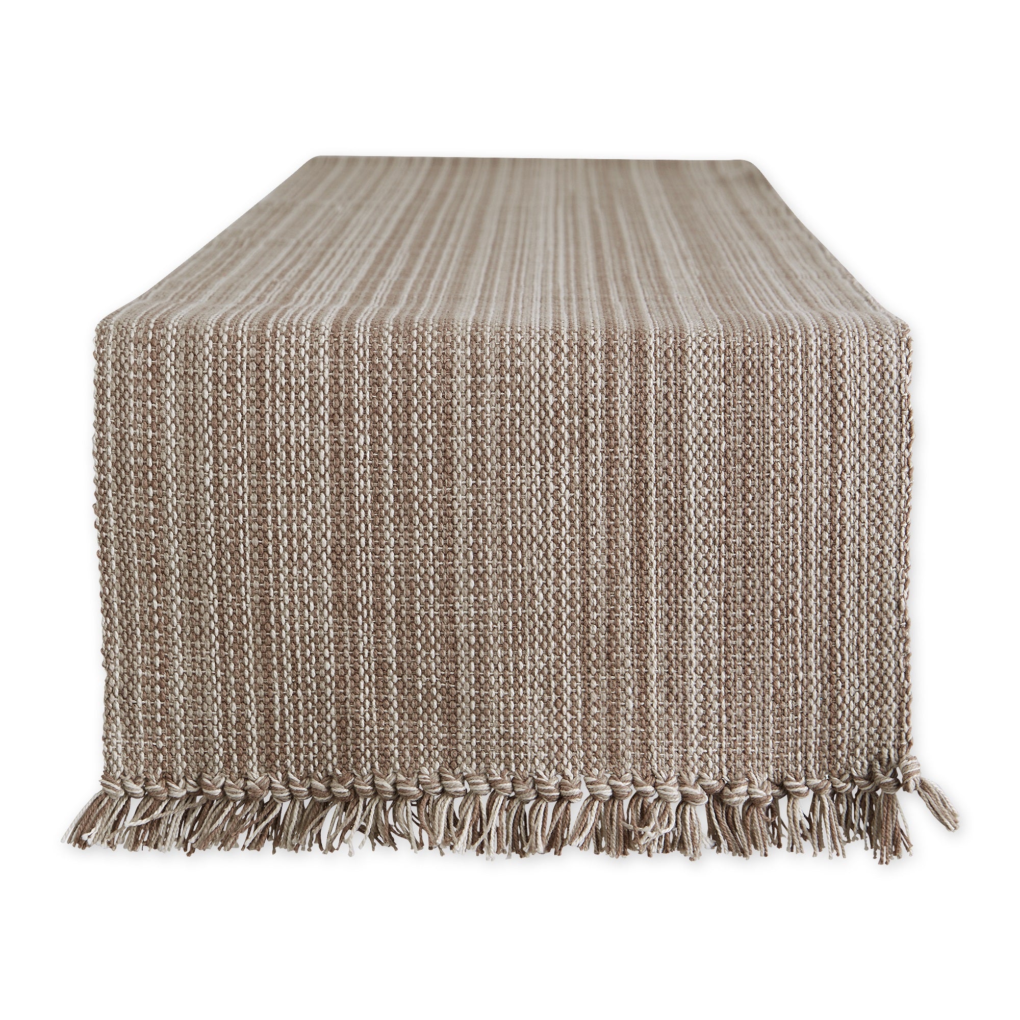 Mushroom Variegated Fringe Table Runner 13X108