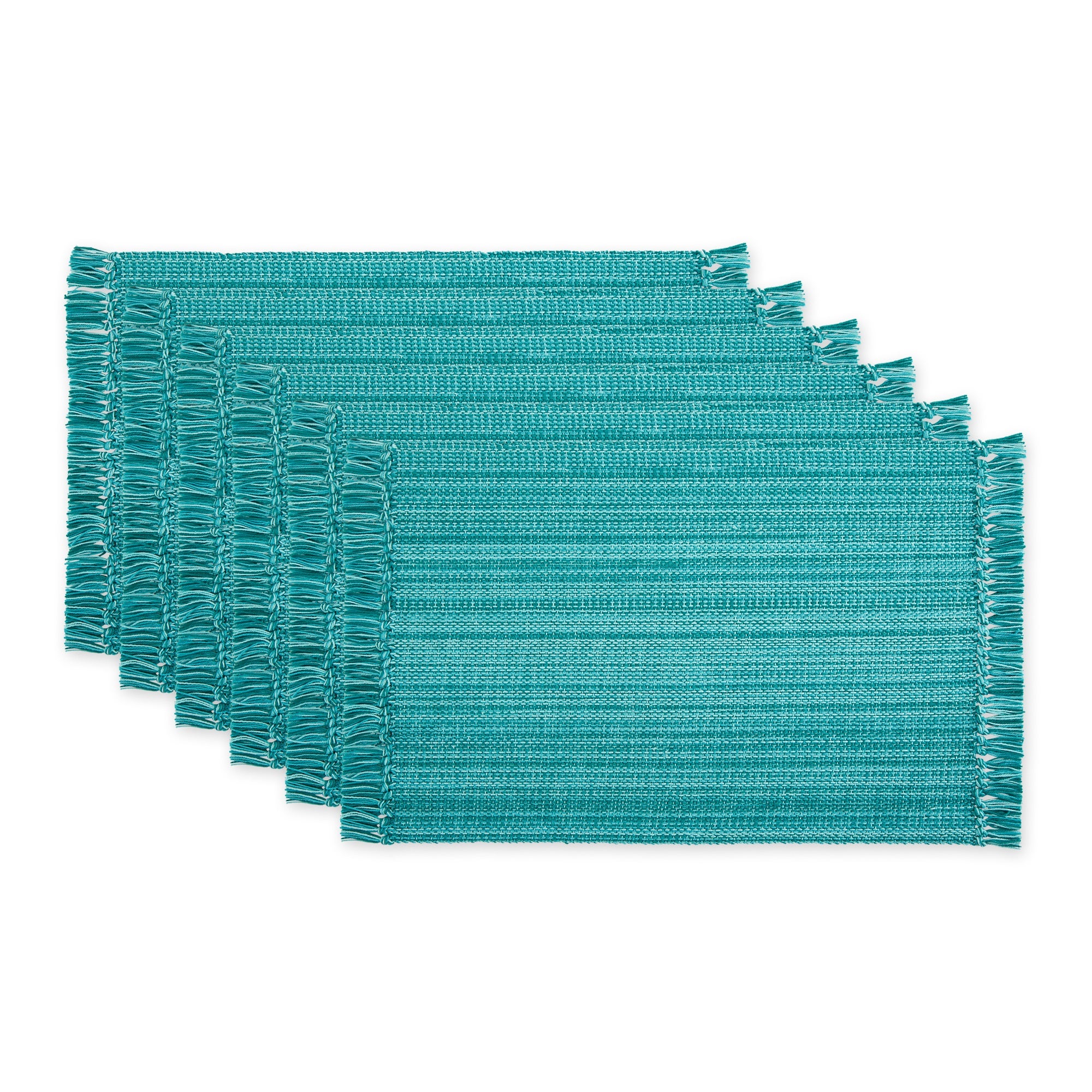 Teal Variegated Fringe Placemat Set/6