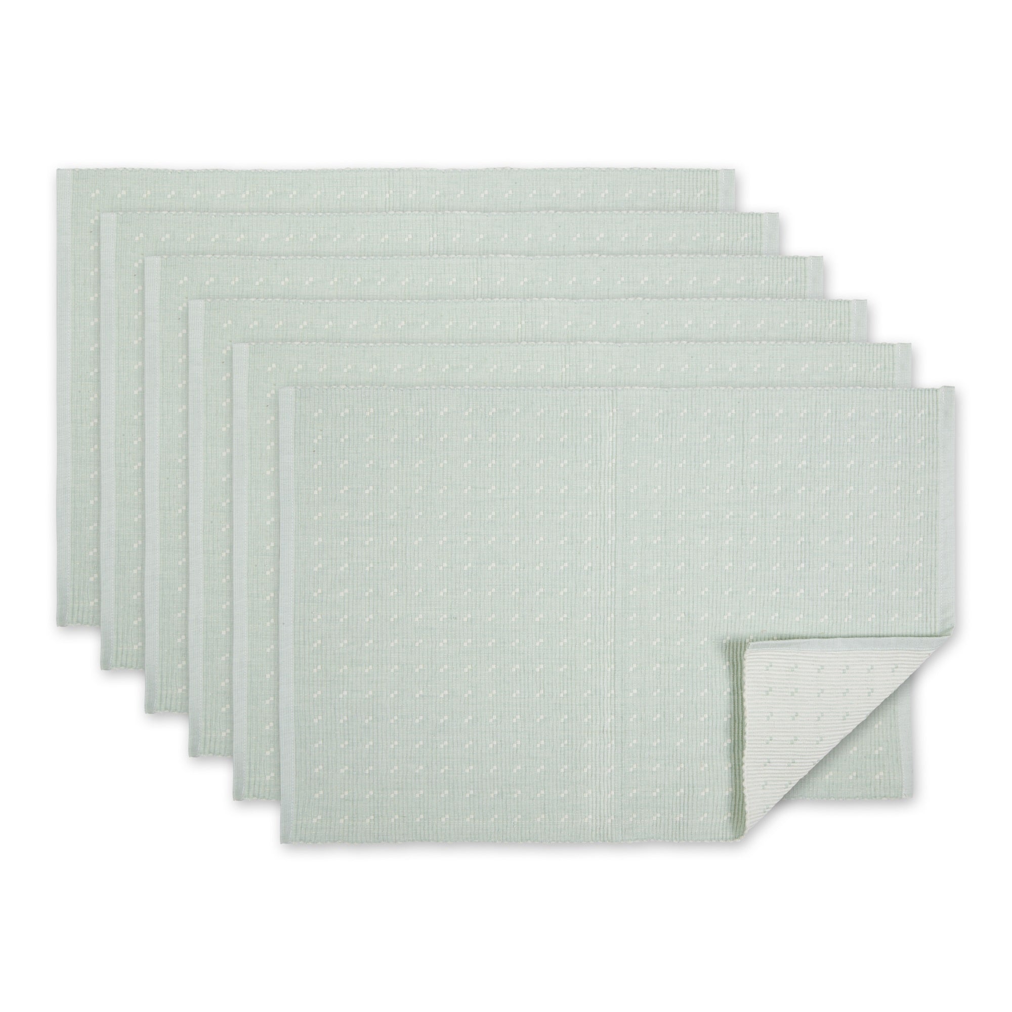 Misty Blue Dobby Dots Rib Placemat Set/6