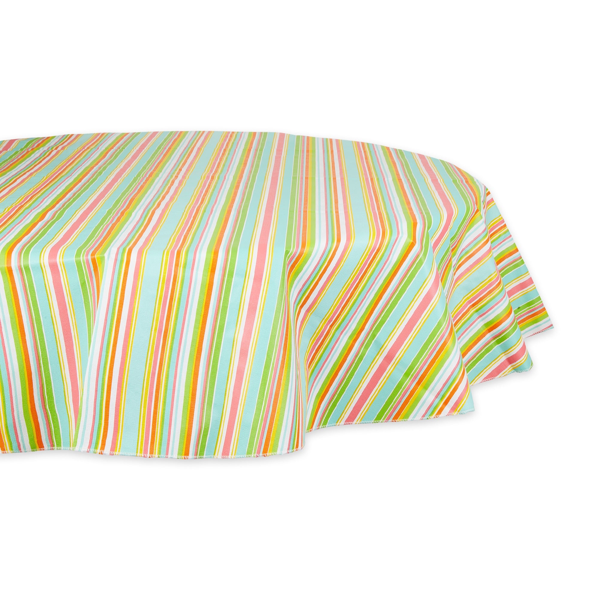 Spring Stripe Vinyl Tablecloth 70 Round