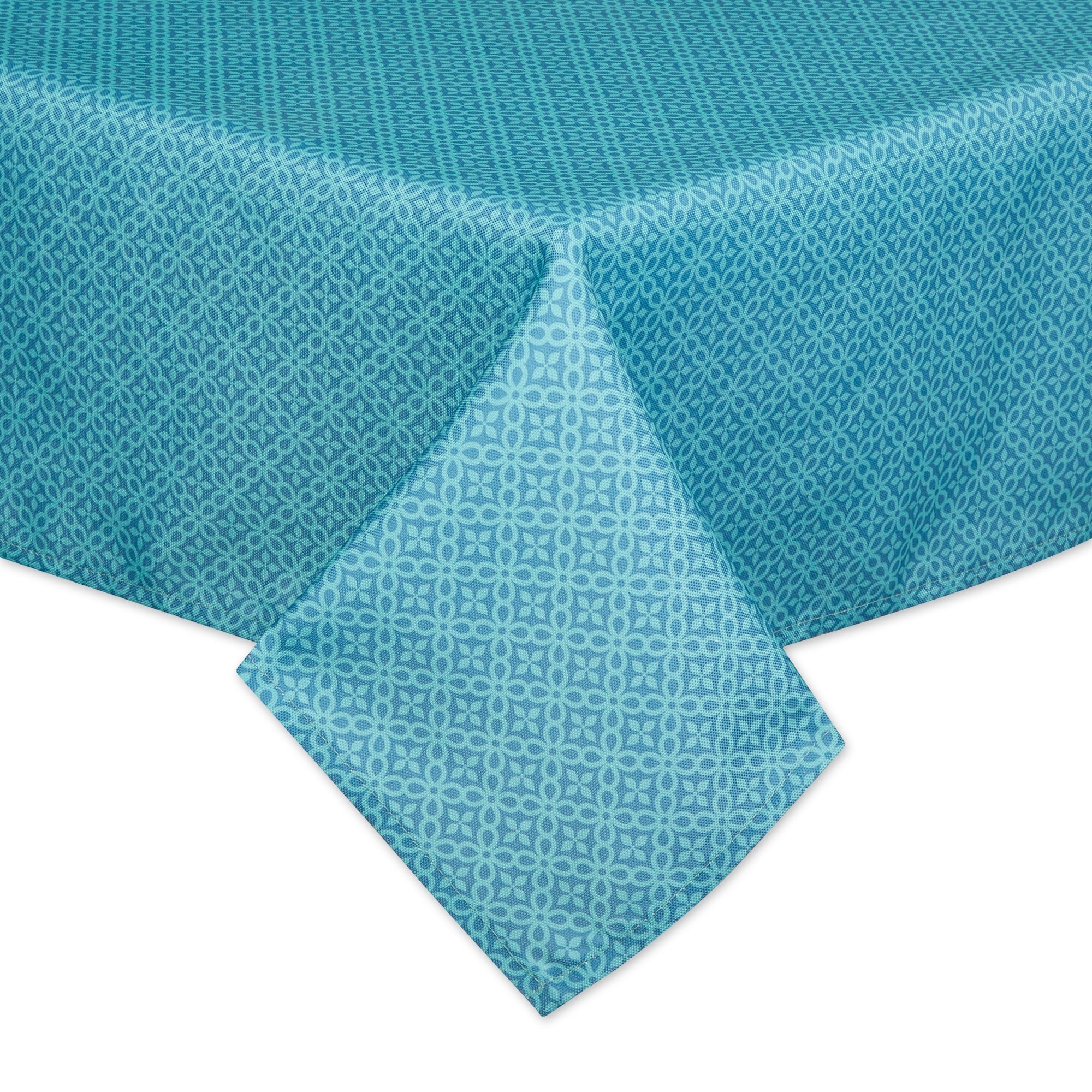 Storm Blue Tonal Lattice Print Outdoor Tablecloth With Zipper 60X84
