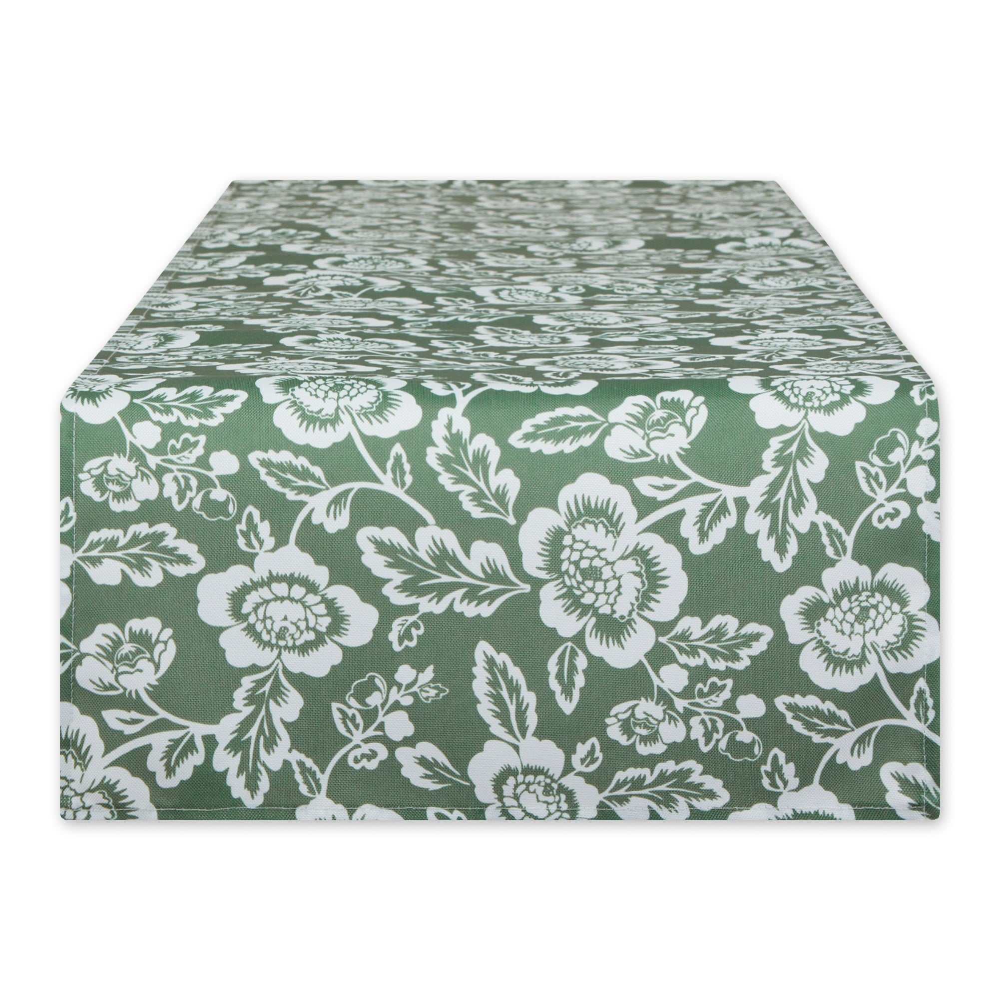 Artichoke Green  Floral Print Outdoor Table Runner 14X72