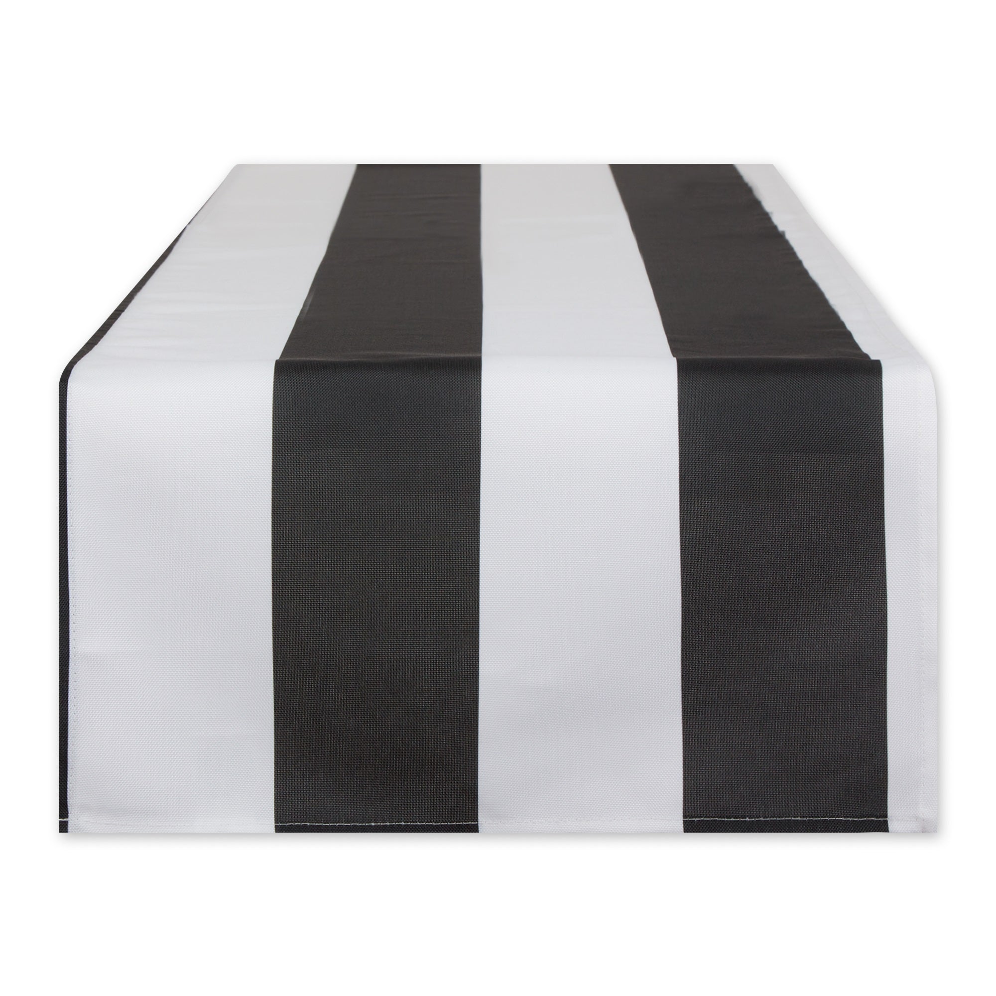 Black Cabana Stripe Print Outdoor Table Runner 14X72