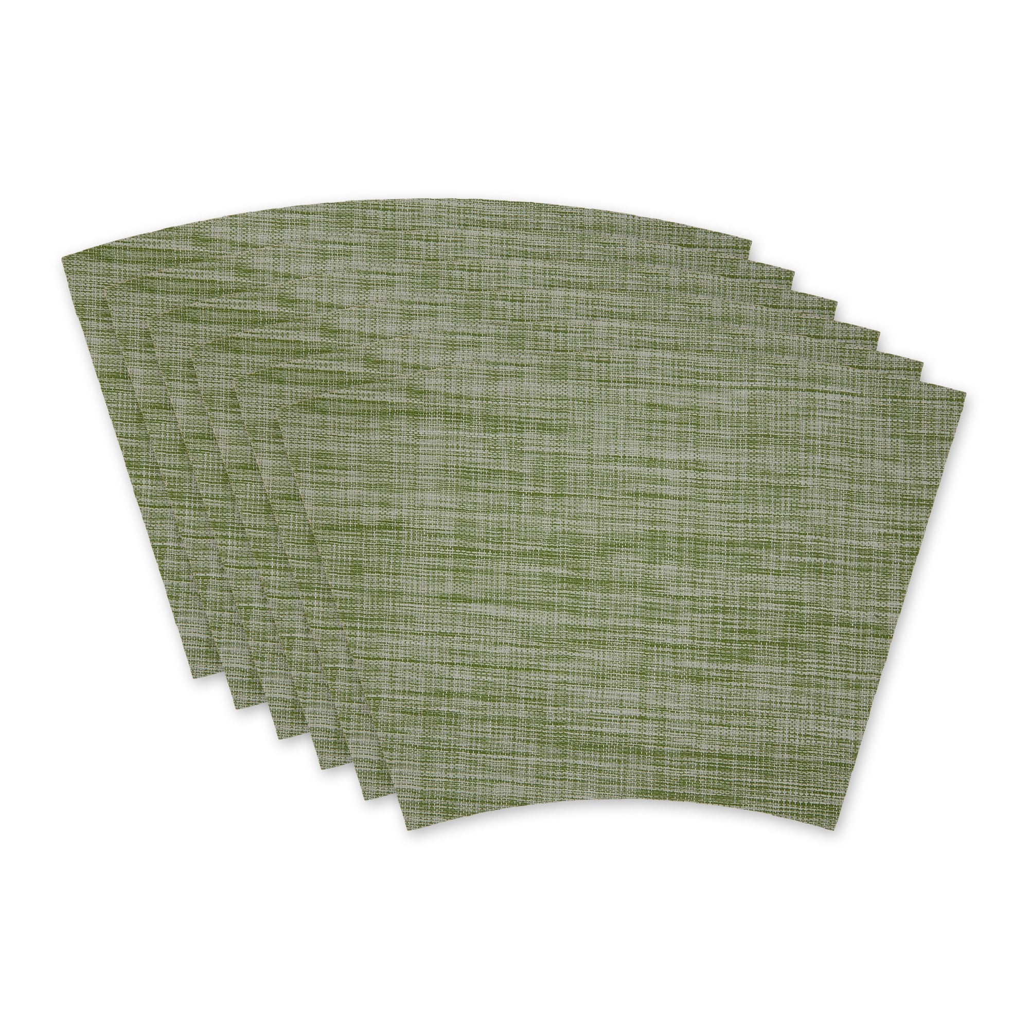 Fig Green Tweed Round Table Placemat Set/6