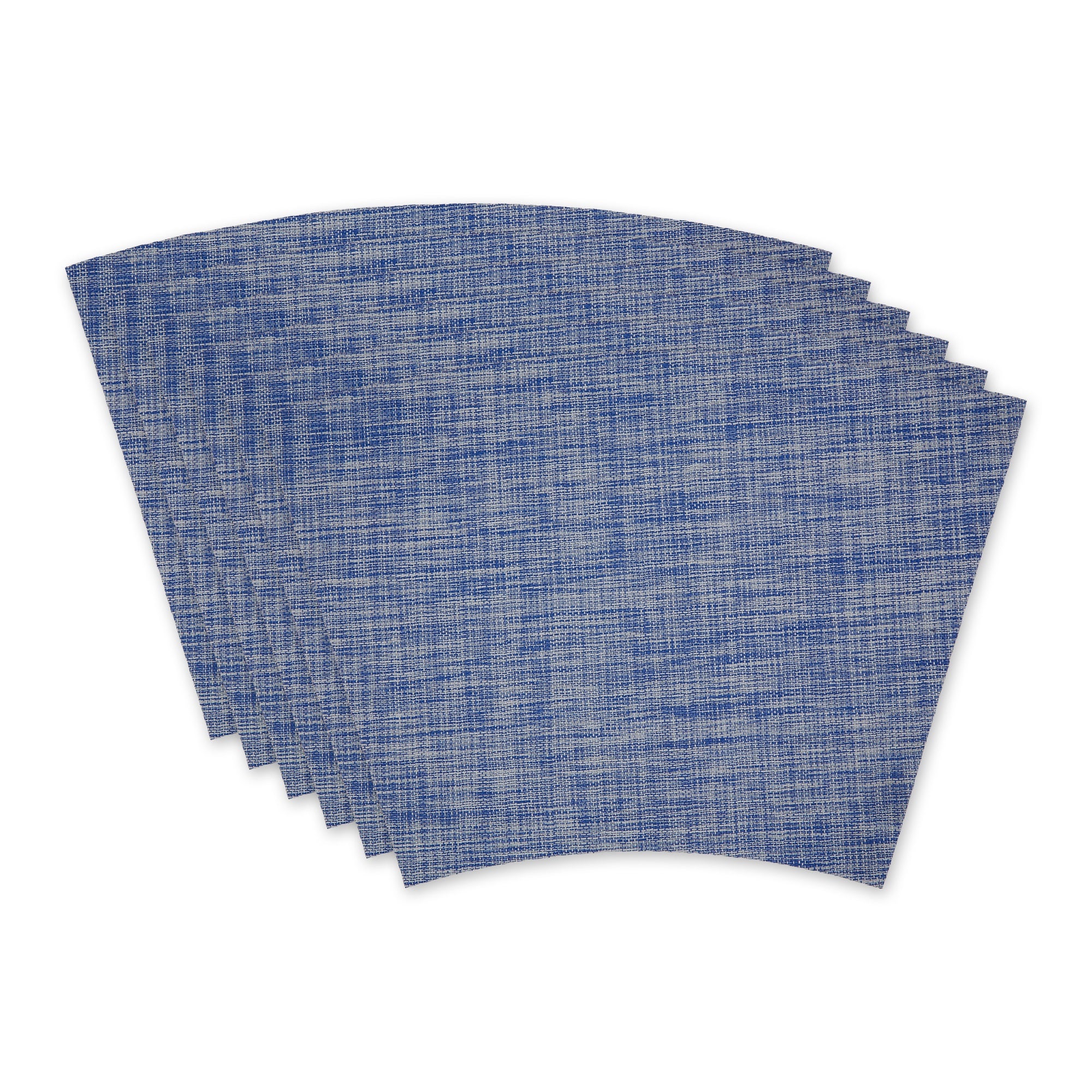 BLUE TWEED ROUND TABLE PLACEMAT SET/6
